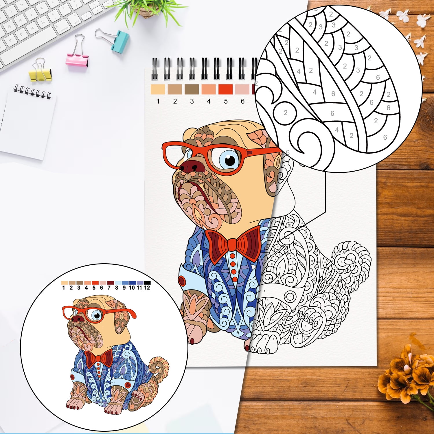Kalysky Adult Coloring Books Set, Stress-Relieving Nature and Animal Designs (3 Pack, 25 in x 11 in) 5pyd7