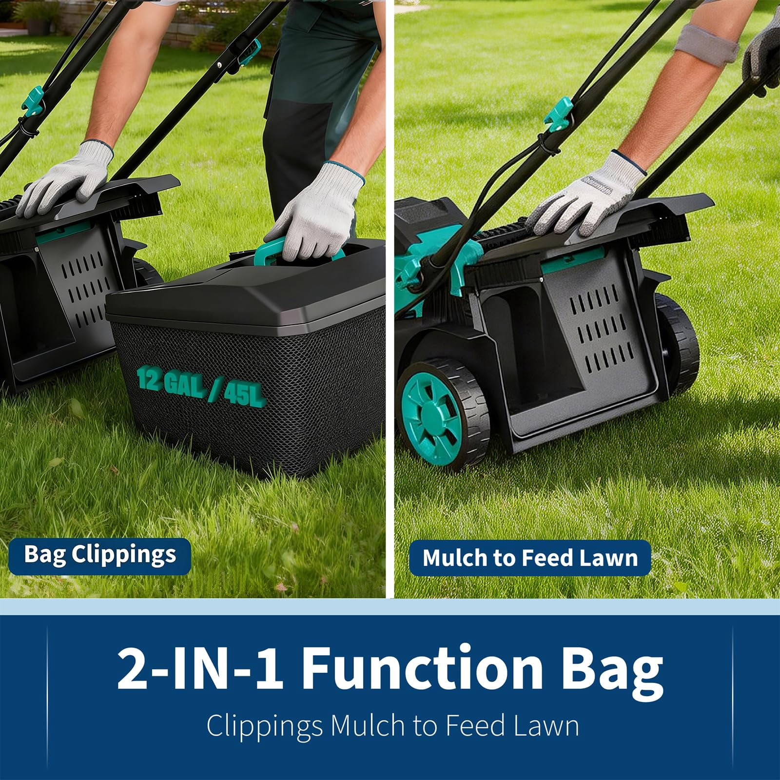 Generic 17 in Cordless Lawn Mower, Brushless Motor Electric Mower with 2 x 20V 4.0Ah Batteries, Bagging and Mulching (17 in) t5mmx