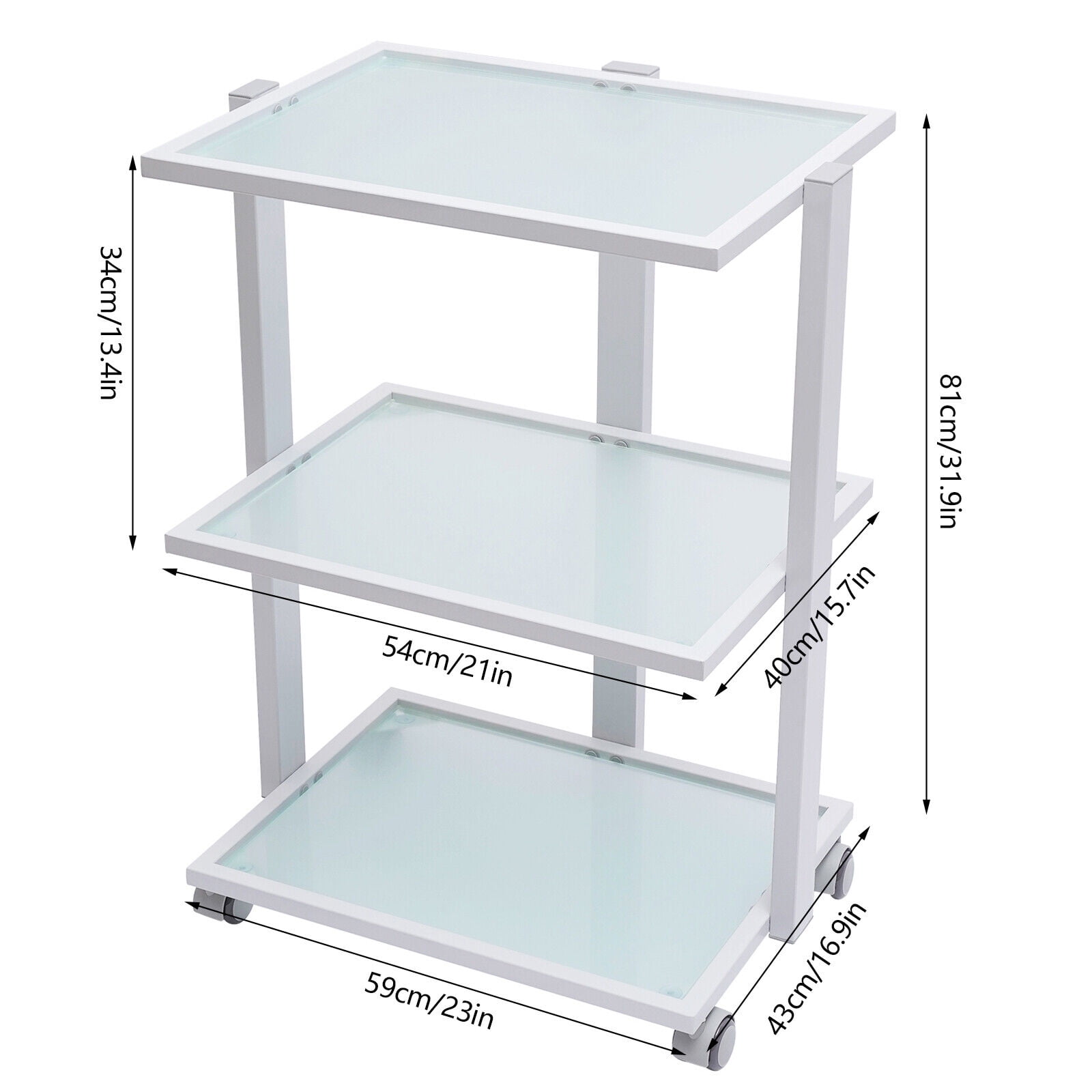 TFCFL Salon Trolley Esthetician Cart with 3-Tier Rolling Storage for Beauty Spa Facial (White) herxk