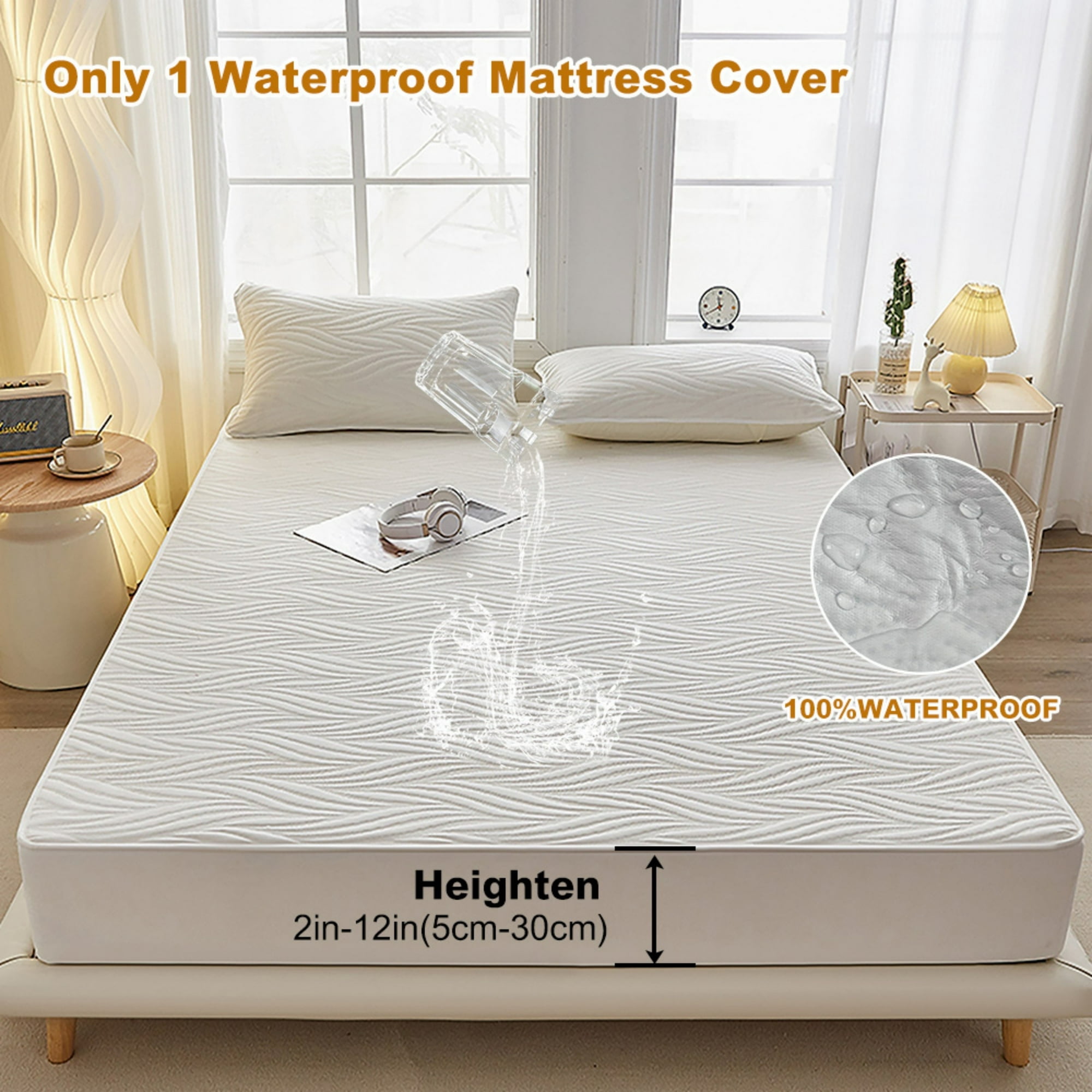 Lavish Cover Ultra Soft Waterproof Fitted Sheet, Breathable Mattress Protector (White, Queen) di231