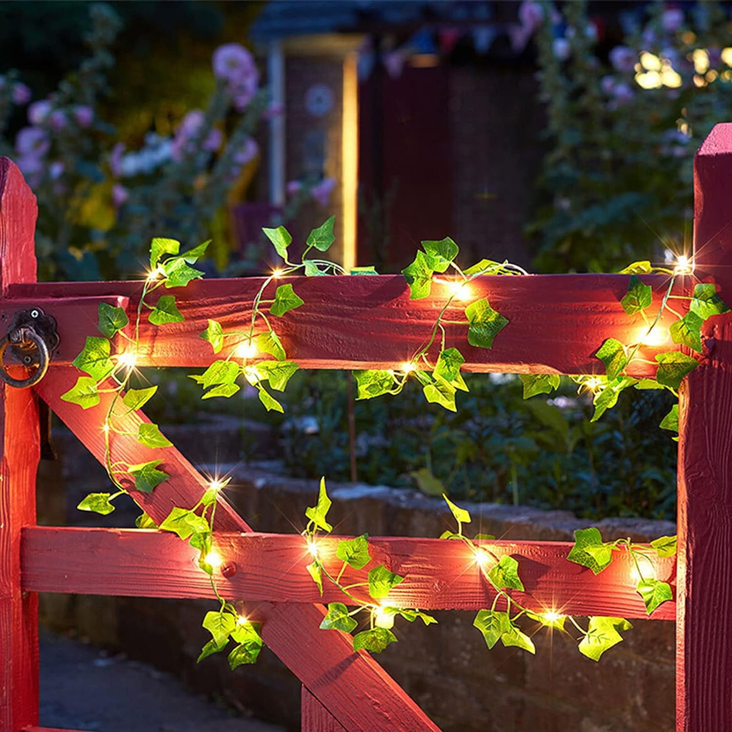 Bincy Solar Ivy String Lights Outdoor Artificial Maple Leaf Vine Garland (50 LED, 16 ft) 8n9hx
