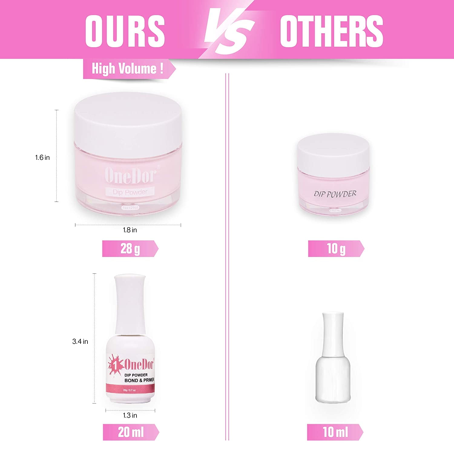 OneDor Nail Dip Powder Acrylic Color Pigment Professional System (Clear, 1 oz) 1hqxj