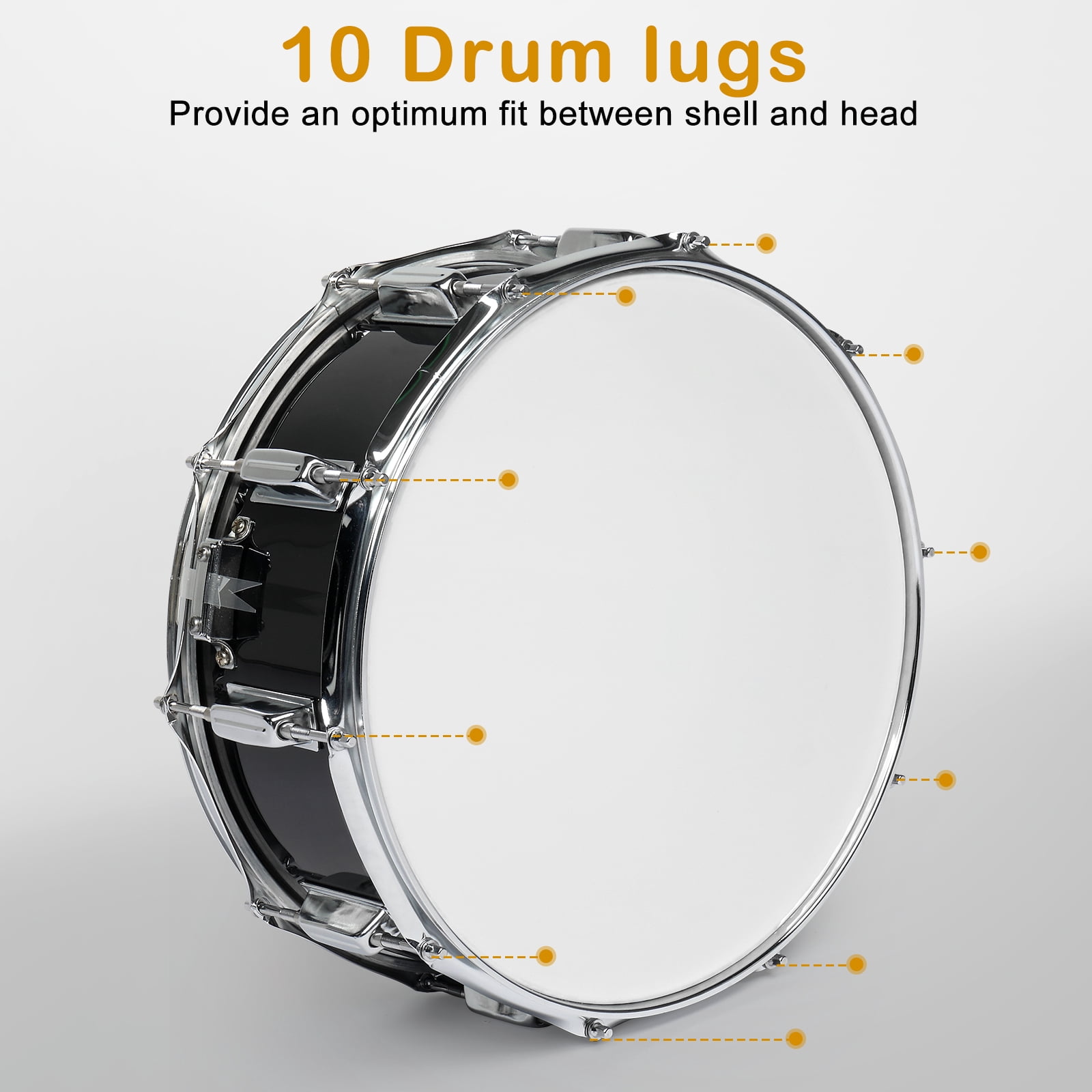 Ktaxon 14 in x 5.5 in Snare Drum Set for Beginners, Professional Sound Quality with Stand, Bag, and Accessories (Black, 14 in x 5.5 in) vkz7r