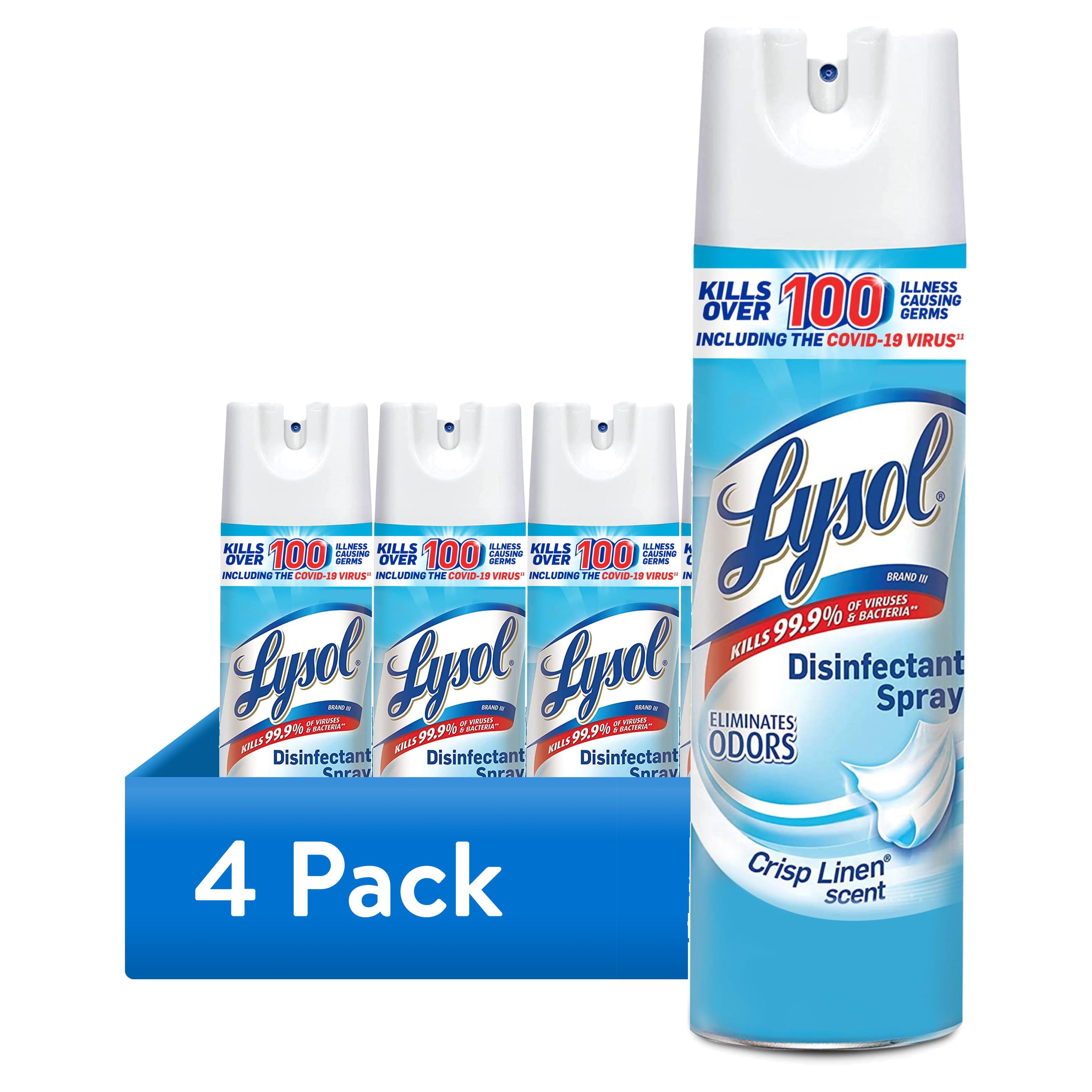 Lysol Disinfectant Spray, Sanitizing and Antibacterial Surface Cleaner, Crisp Linen Scent (4 Pack, 19 fl oz) k3nn0