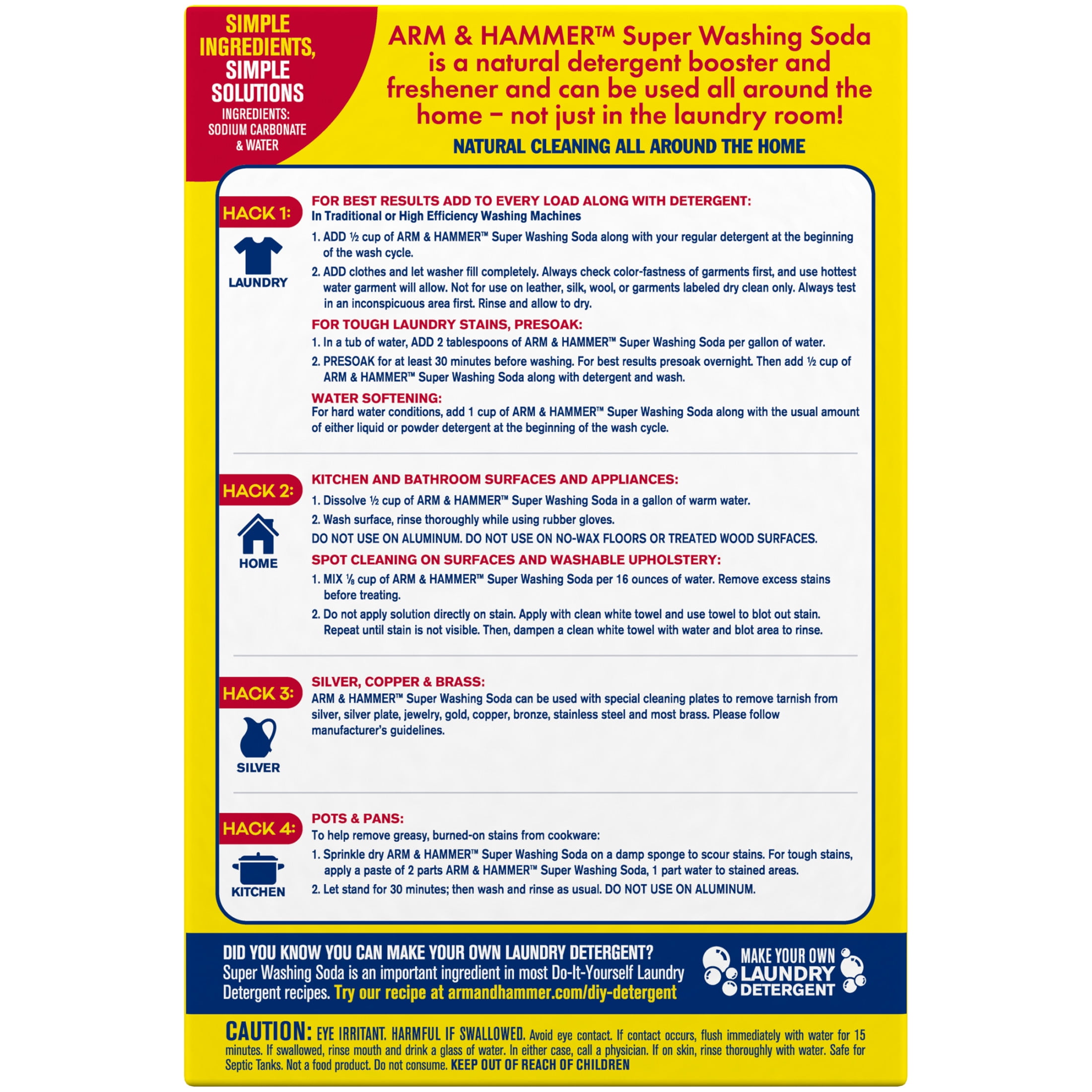 ARM & HAMMER Super Washing Soda Laundry Booster and All-Purpose Household Cleaner (6 Pack, 55 oz) a10xk