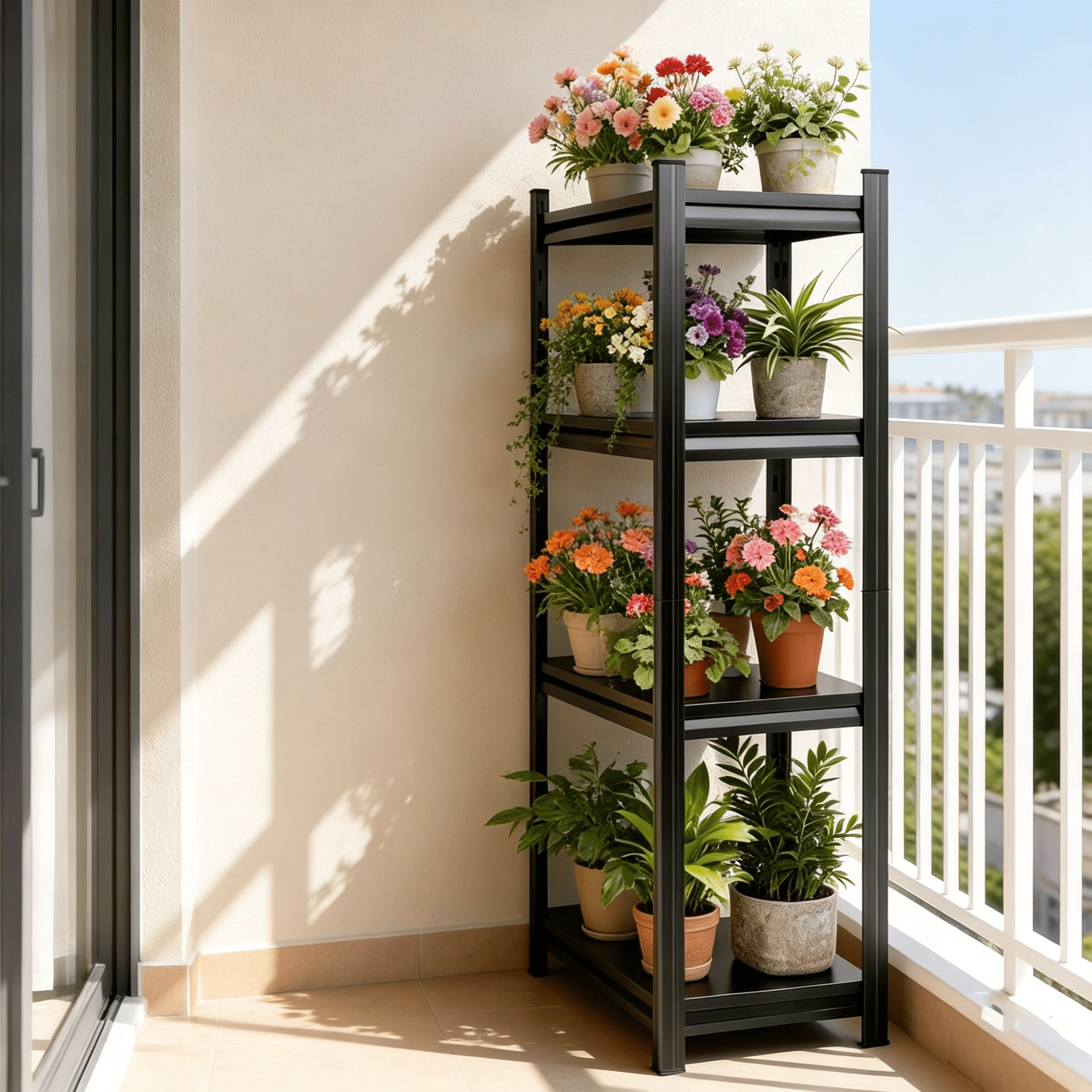 FlyDzrewt 4-Tier Metal Garage Shelving Unit, Heavy-Duty Adjustable Storage Rack for Warehouse and Home (Black, 20 in W x 14 in D x 54 in H) 14azr