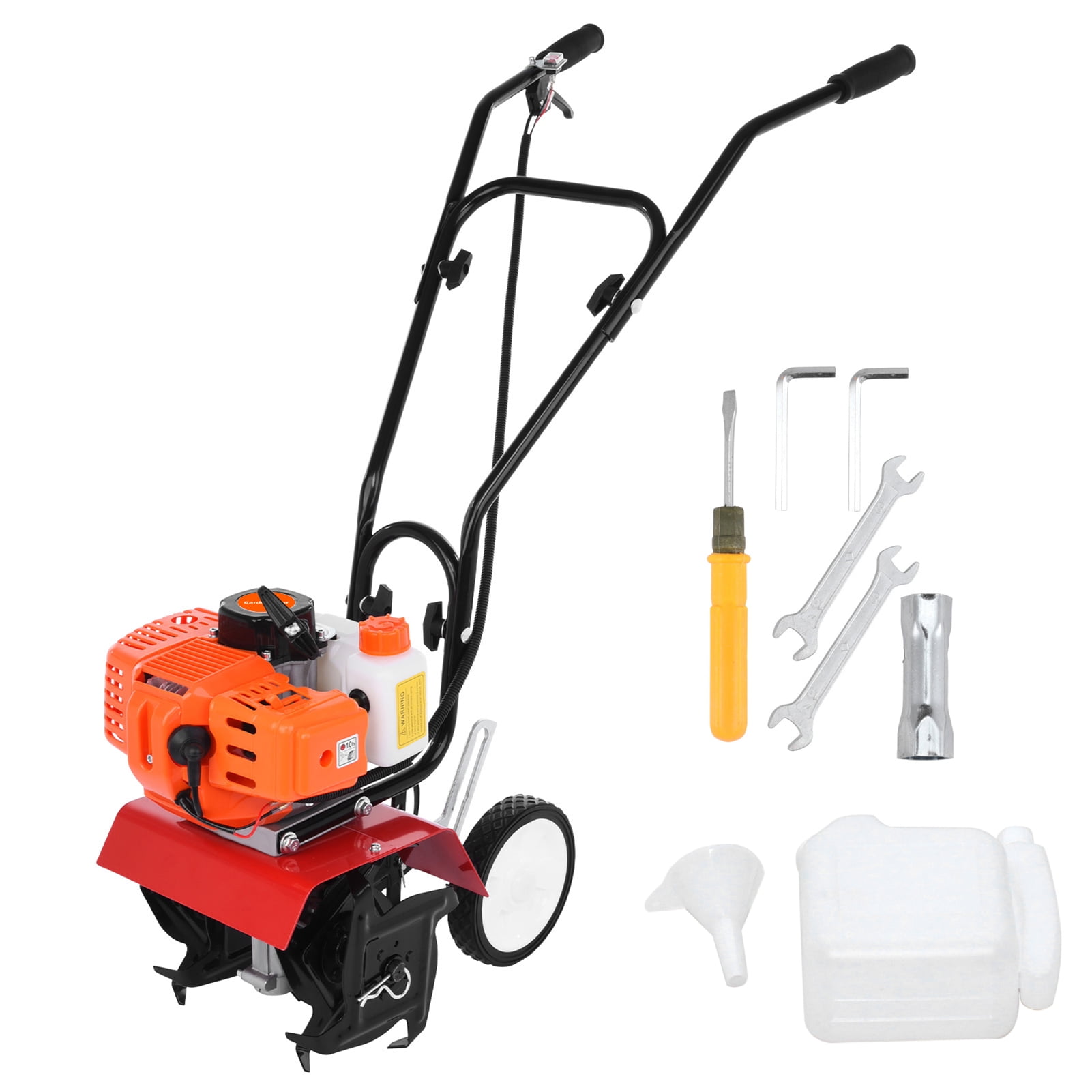 LA TALUS 52cc Petrol Garden Tiller Cultivator with 7.9-inch Tillage Width (Orange, 37 x 32 x 12 in) bln7s