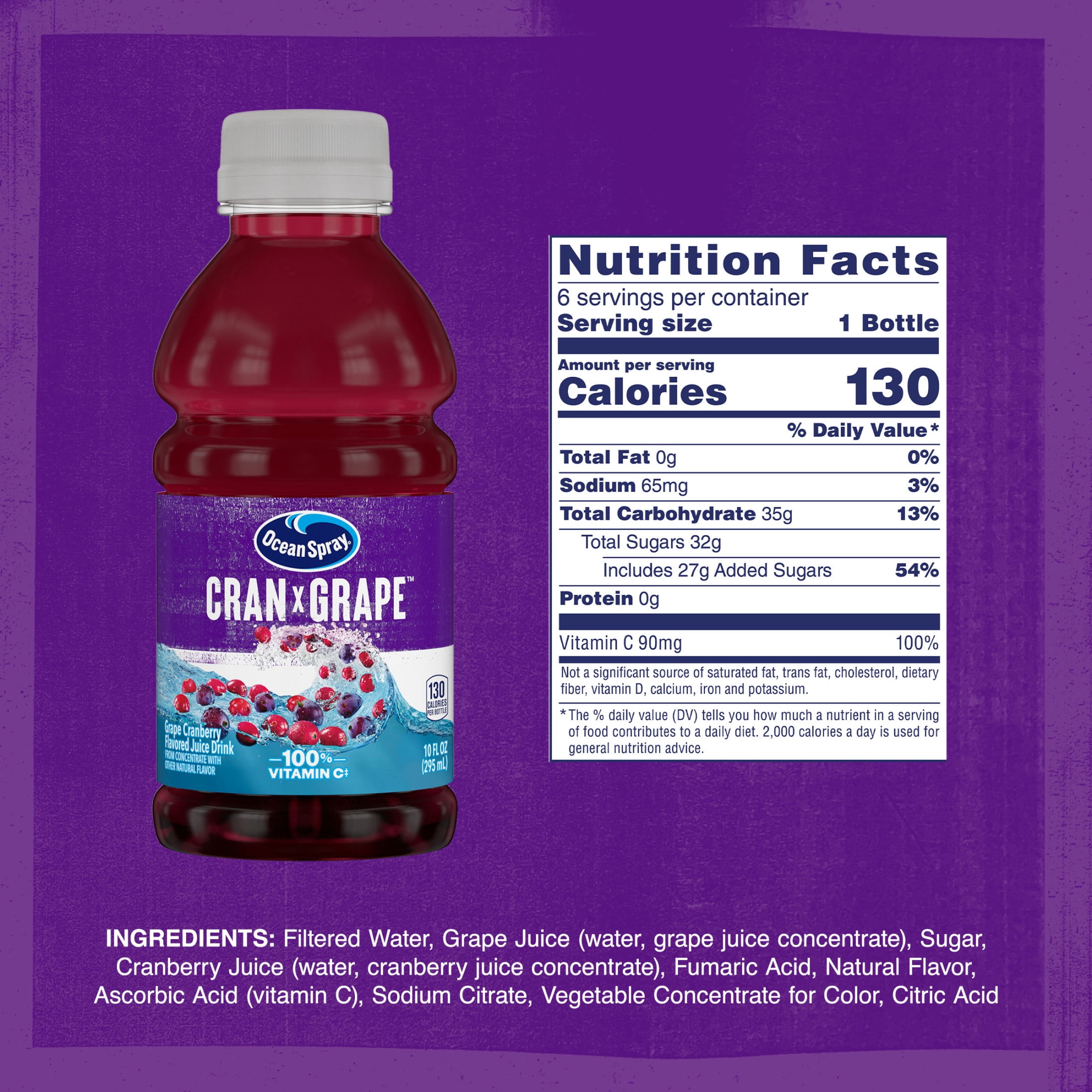 Ocean Spray Cran-Grape Cranberry Grape Juice Drink (6 Pack, 10 fl oz) ebims