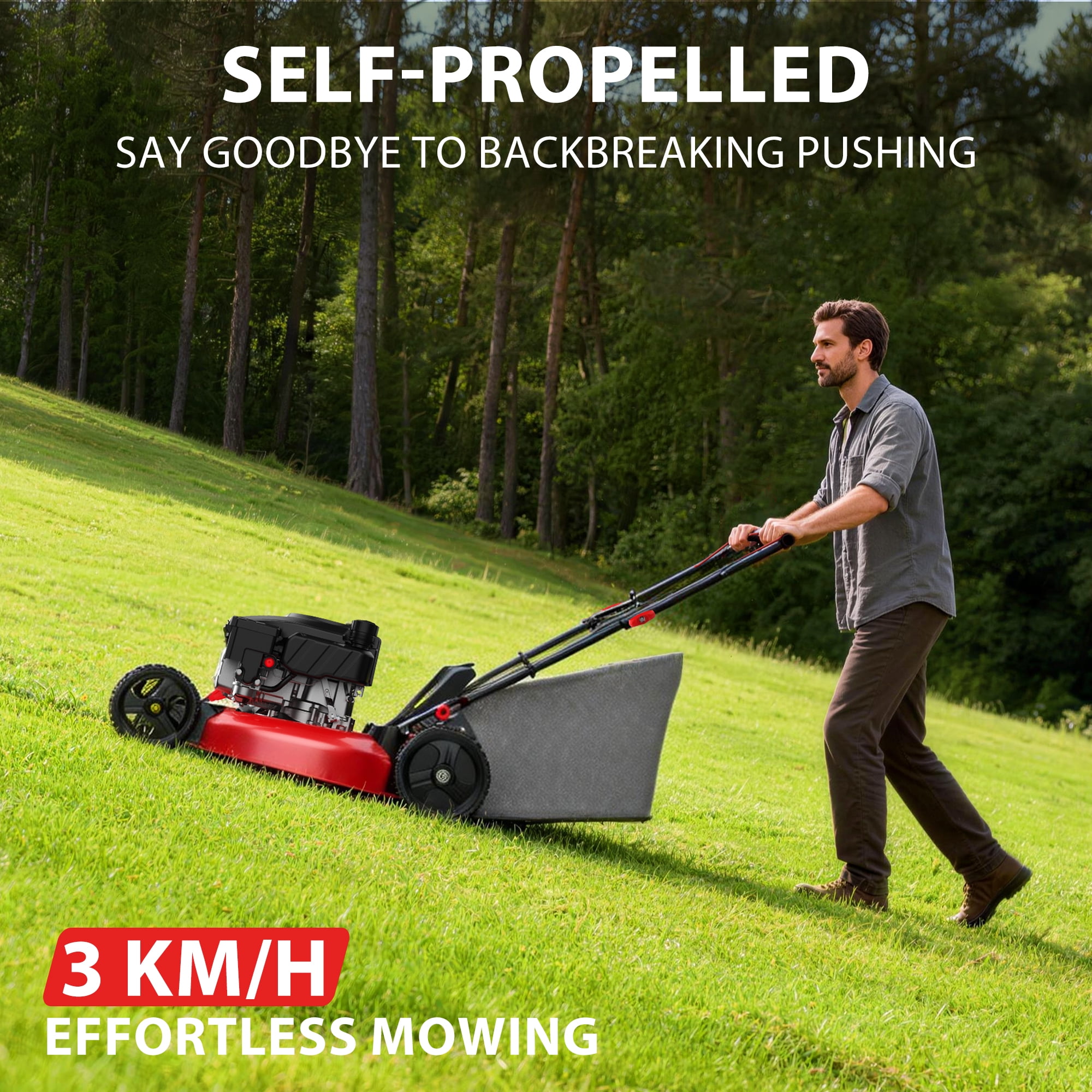 PowerSmart 170cc Gas Self-Propelled Lawn Mower (21 in, 3-in-1 Cutting System) 4pk96