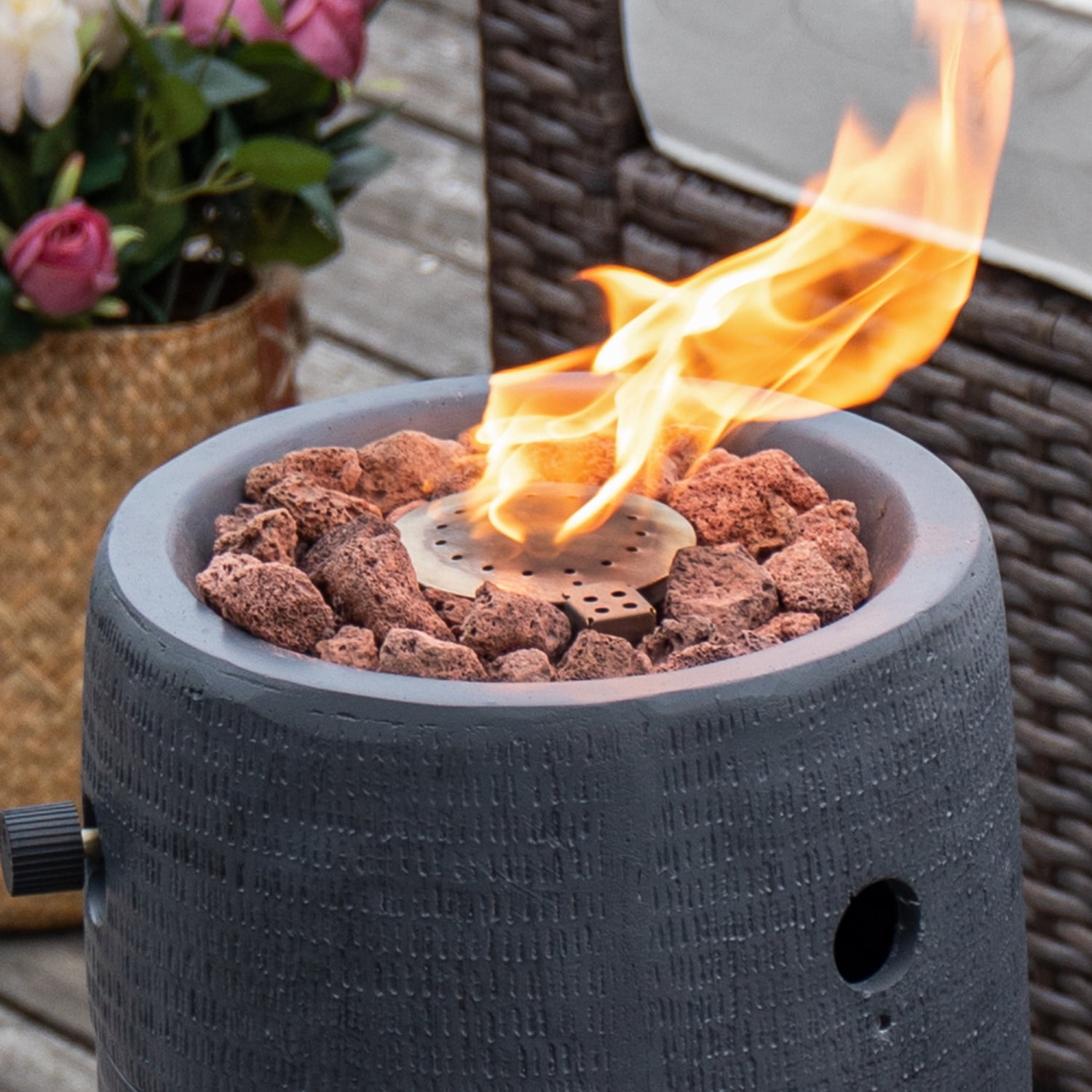 VENTOPYR 15,000 BTU Outdoor Propane Fire Pit Table with Lava Rocks (Grey, 11 in) jaguf
