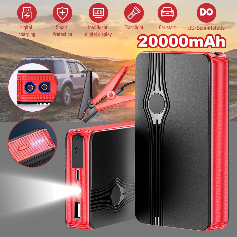 DFITO Portable Car Jump Starter, 300A Peak 12V Battery Booster Power Pack with LED Light and Wireless Charging (Black, 1.02 lb) 3tzrs