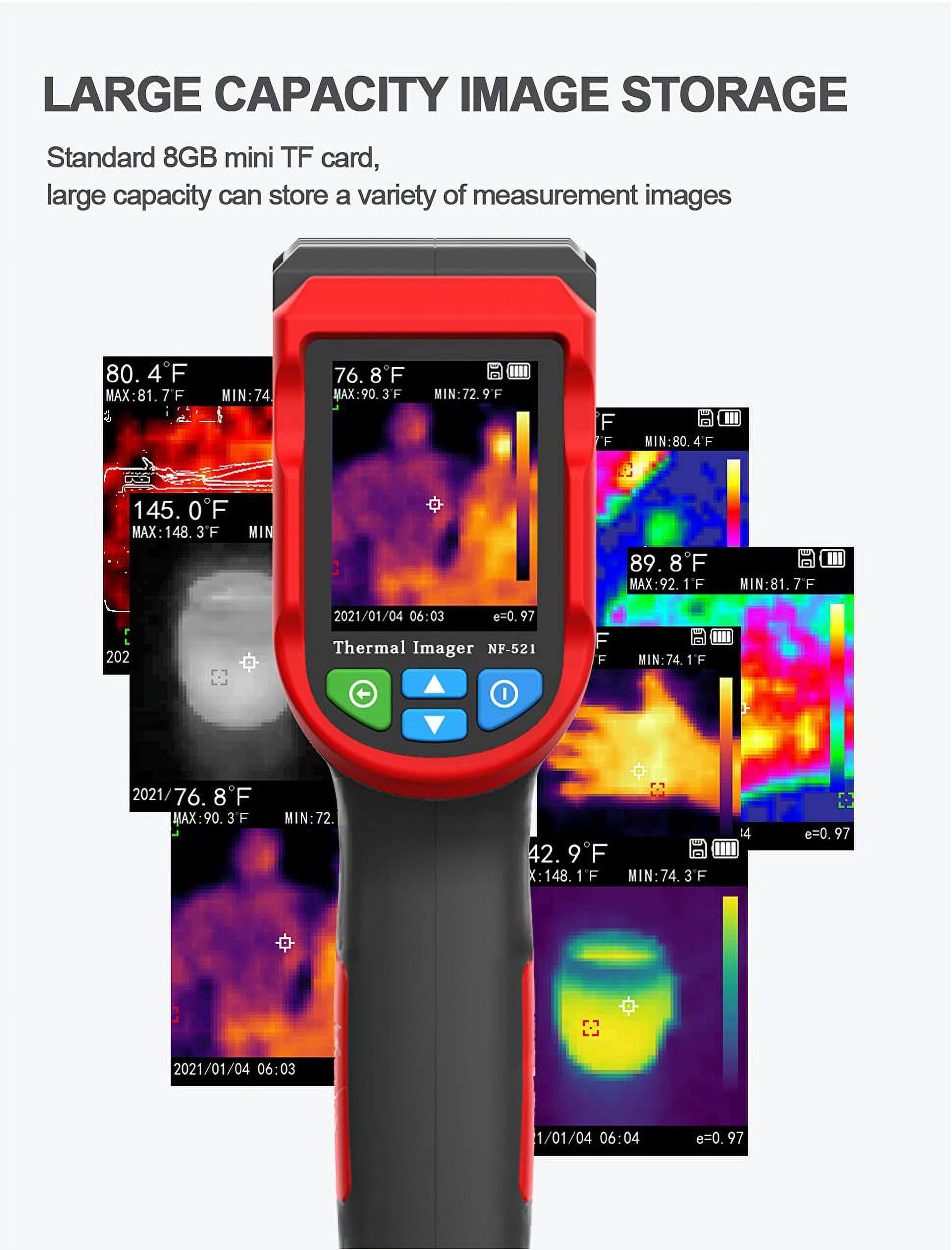 NOYAFA NF-521 Infrared Thermal Imaging Camera, Handheld Industrial Thermal Imager with 2.4 in LCD Display (Red) pid5x