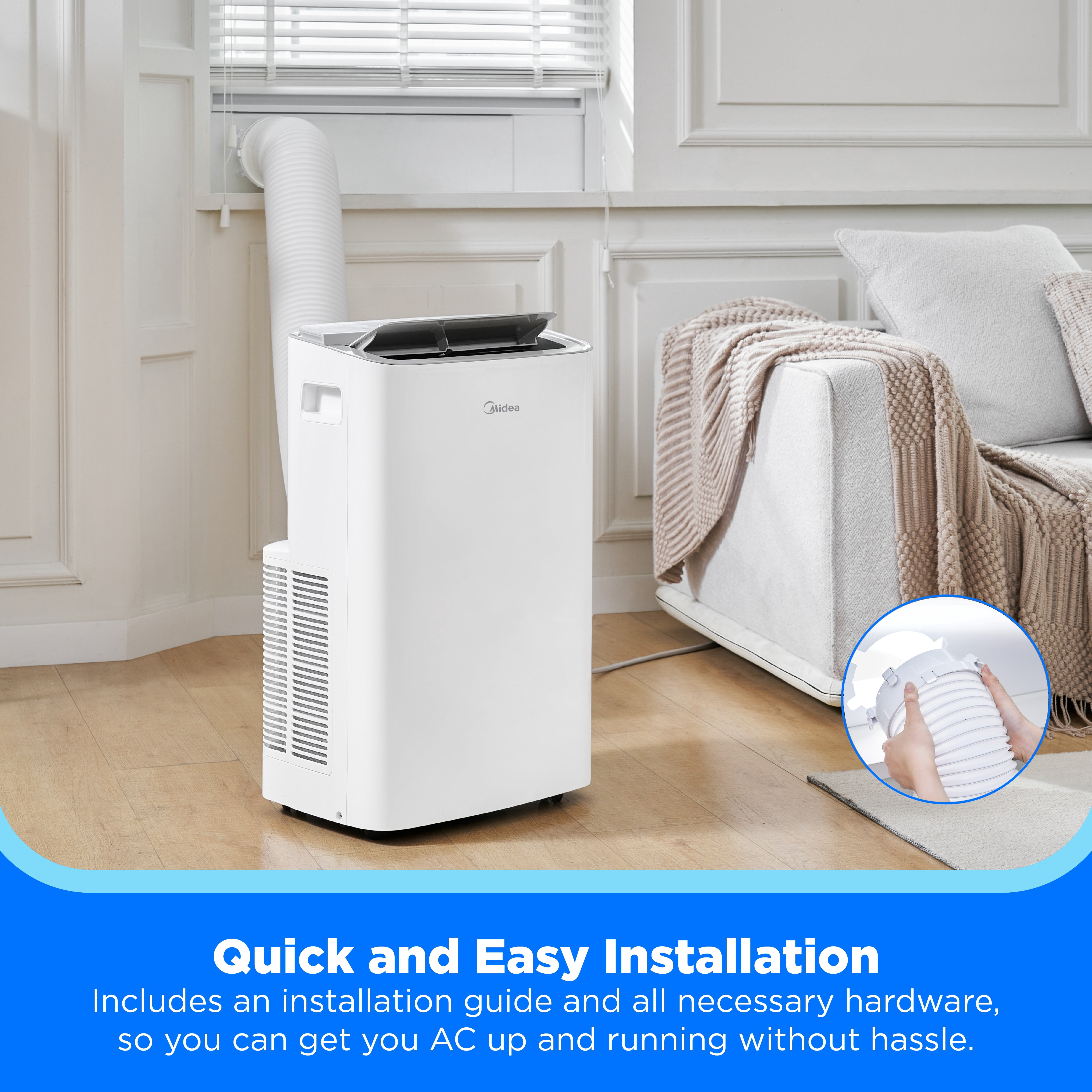 Midea 8,000 BTU SmartCool Portable Air Conditioner with Wi-Fi and Voice Control (White, 350 sq ft) wt46x