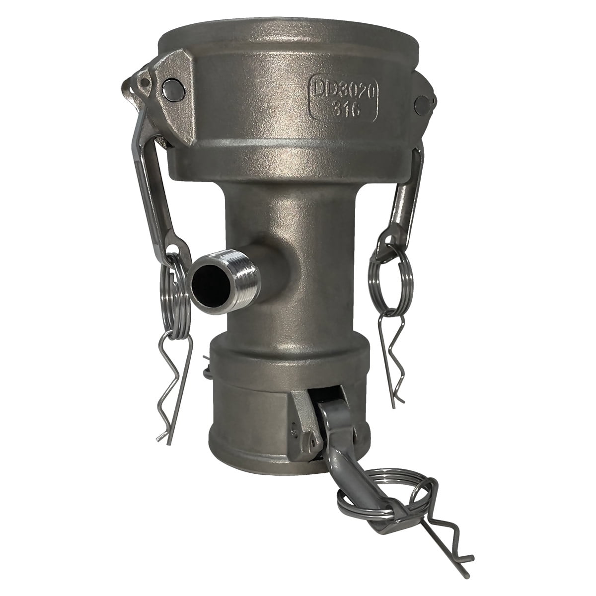 Gloxco Type DD Camlock Coupler Fitting (3 in x 2 in, Stainless Steel, 1/2 in Pipe Tap) jnqxl
