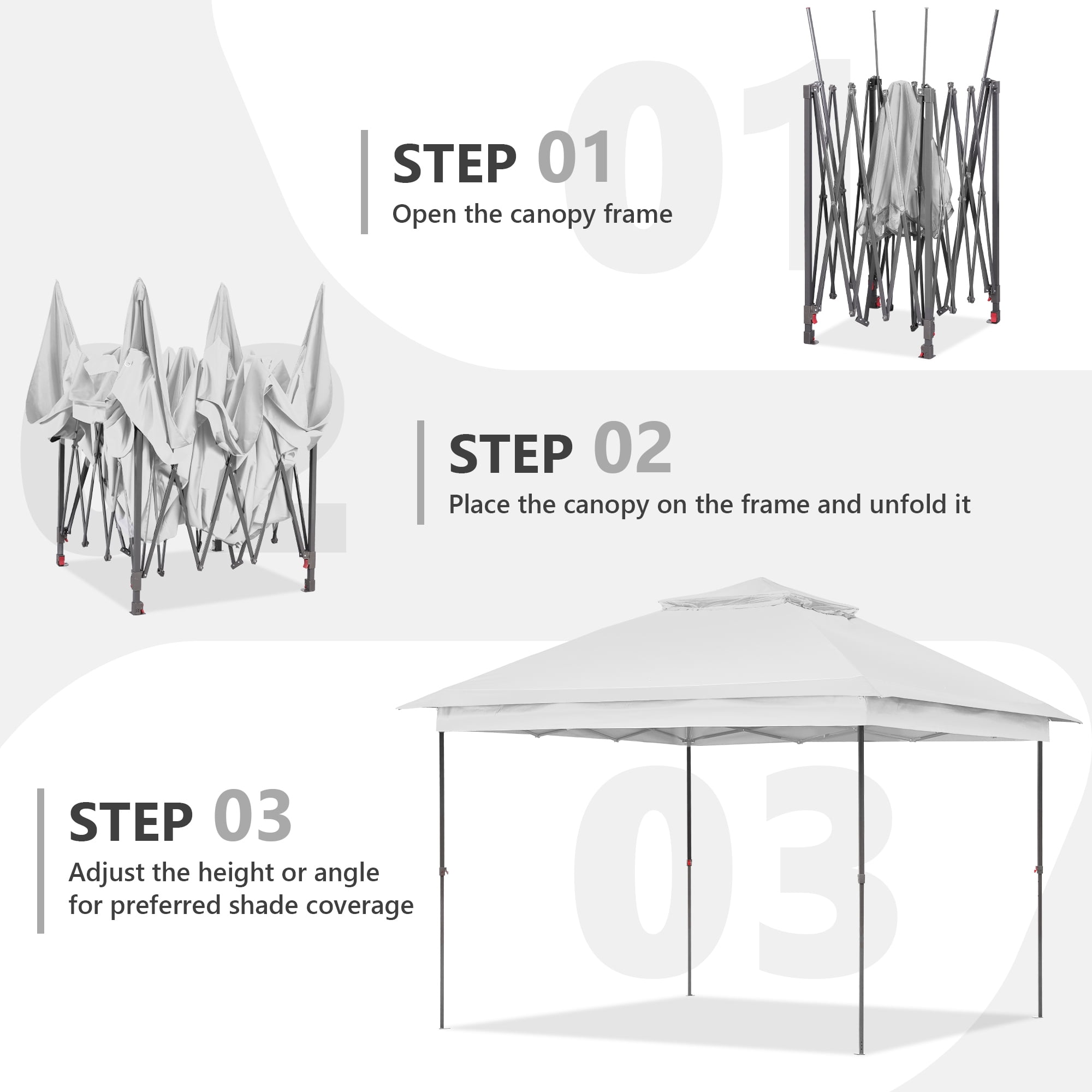 Ainfox Outdoor Patio Pop Up Canopy Gazebo with Mosquito Netting and UV Protection (White, 11 ft x 11 ft) 9ror8