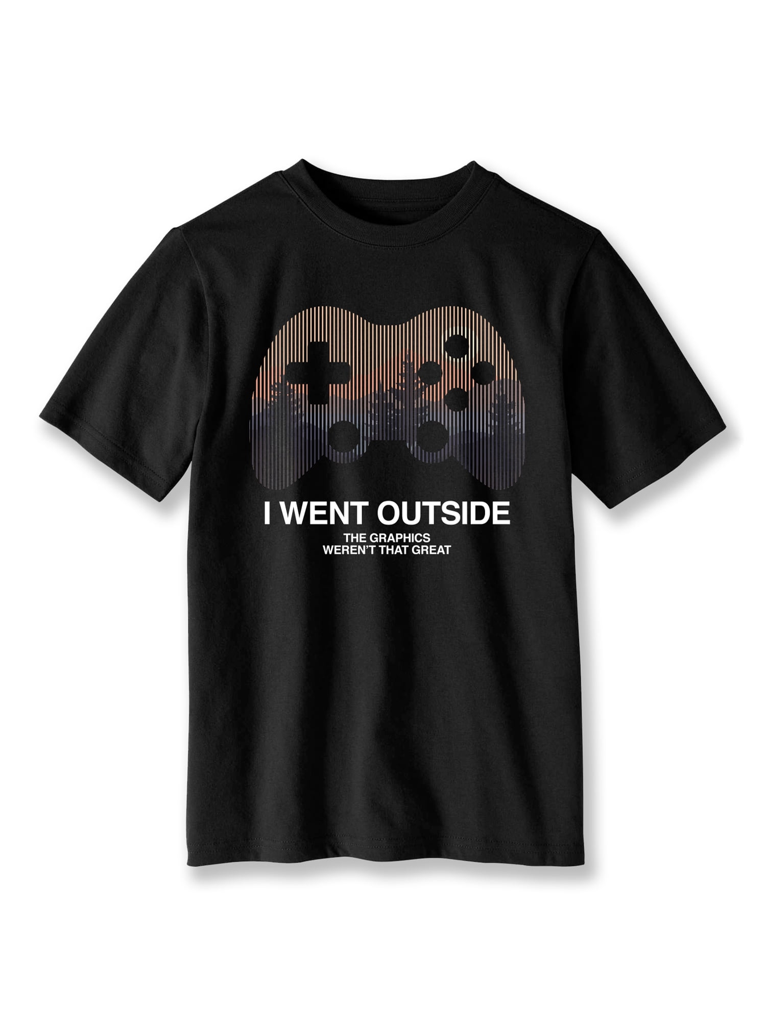 Wonder Nation Boys Graphic T-Shirt I Went Outside Print (Black, XL) lte4o