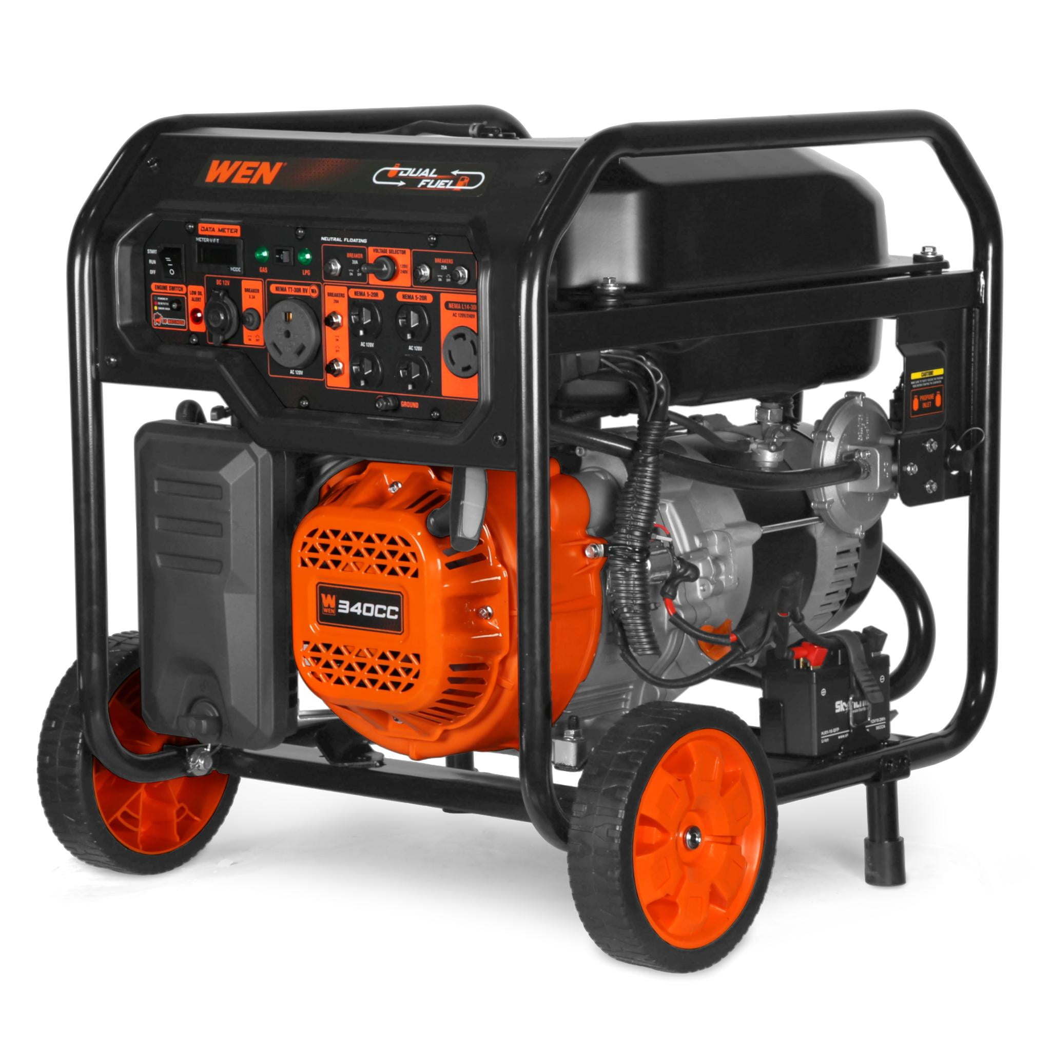 WEN 8000-Watt Dual Fuel Portable Generator, Electric Start, 340cc Engine, RV-Ready with CO Watchdog (6.7 gal) 38zmg