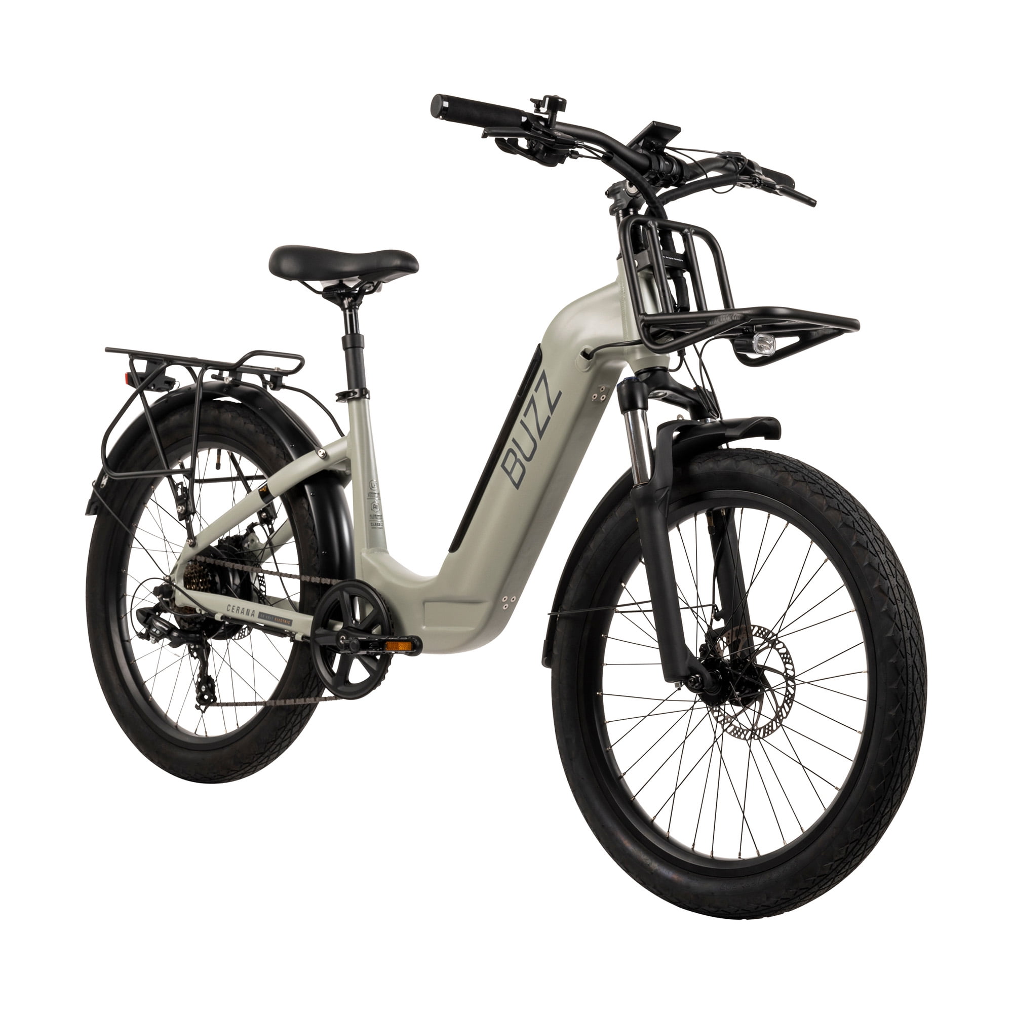 Buzz Bicycles Cerana 2 Electric Bike, 500W Motor, Pedal Assist, Moss Green (24 in) x1iki