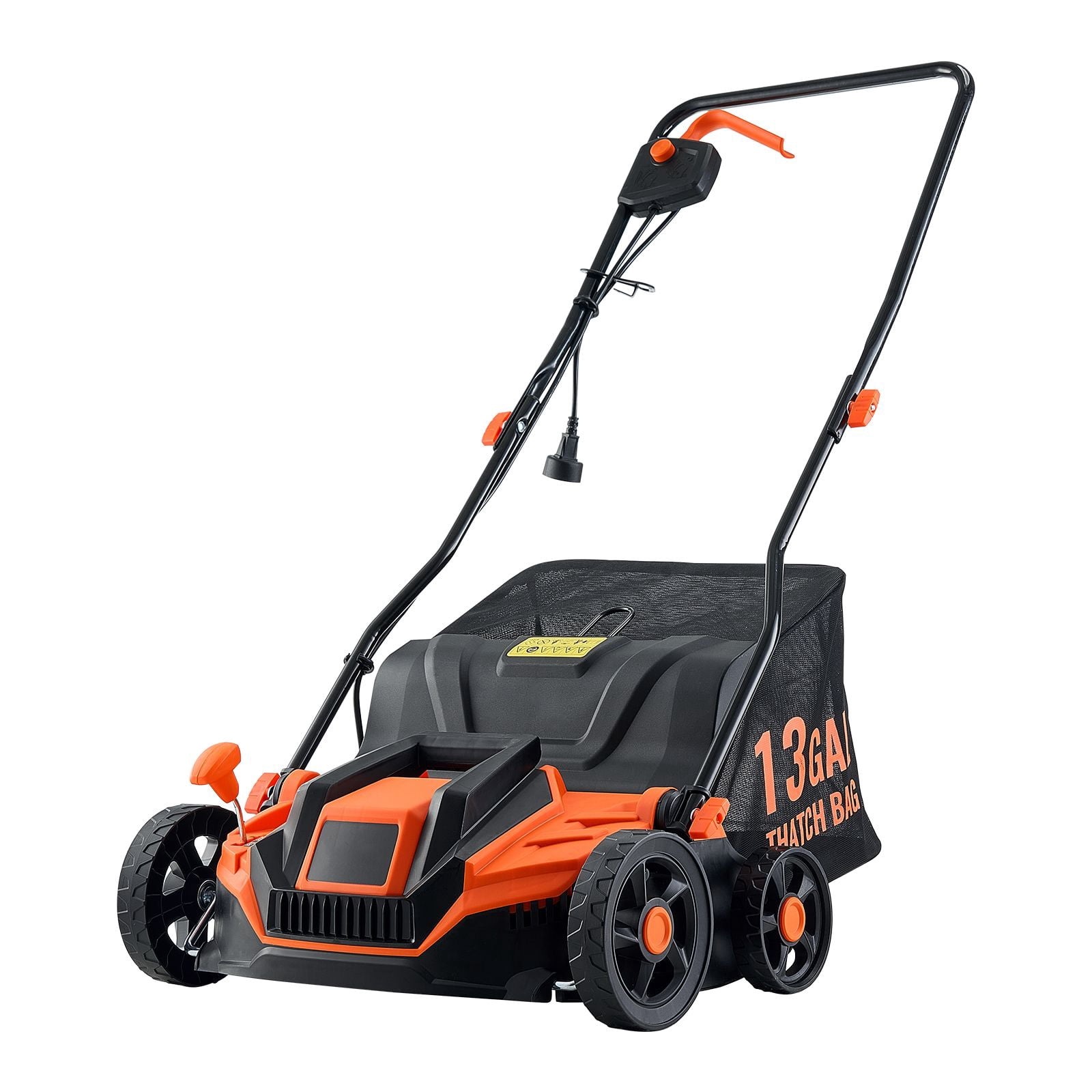 Shenmamo 13 Amp Electric Lawn Dethatcher and Scarifier (13-Inch, 13-Gallon Collection Bag) wa9lv