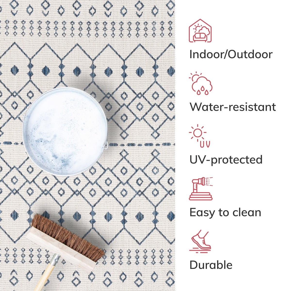 Well Woven Medusa Nordic Lattice Pattern Outdoor Area Rug (Light Blue, 2 ft 3 in x 3 ft 11 in) q1w49