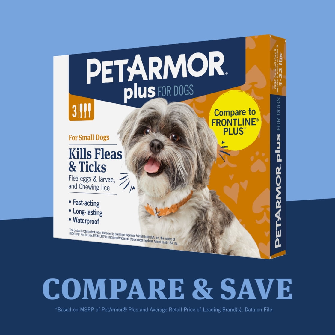 PetArmor Plus Flea & Tick Topical Prevention for Small Dogs (5-22 lb, 3-Month Supply) r5z0l