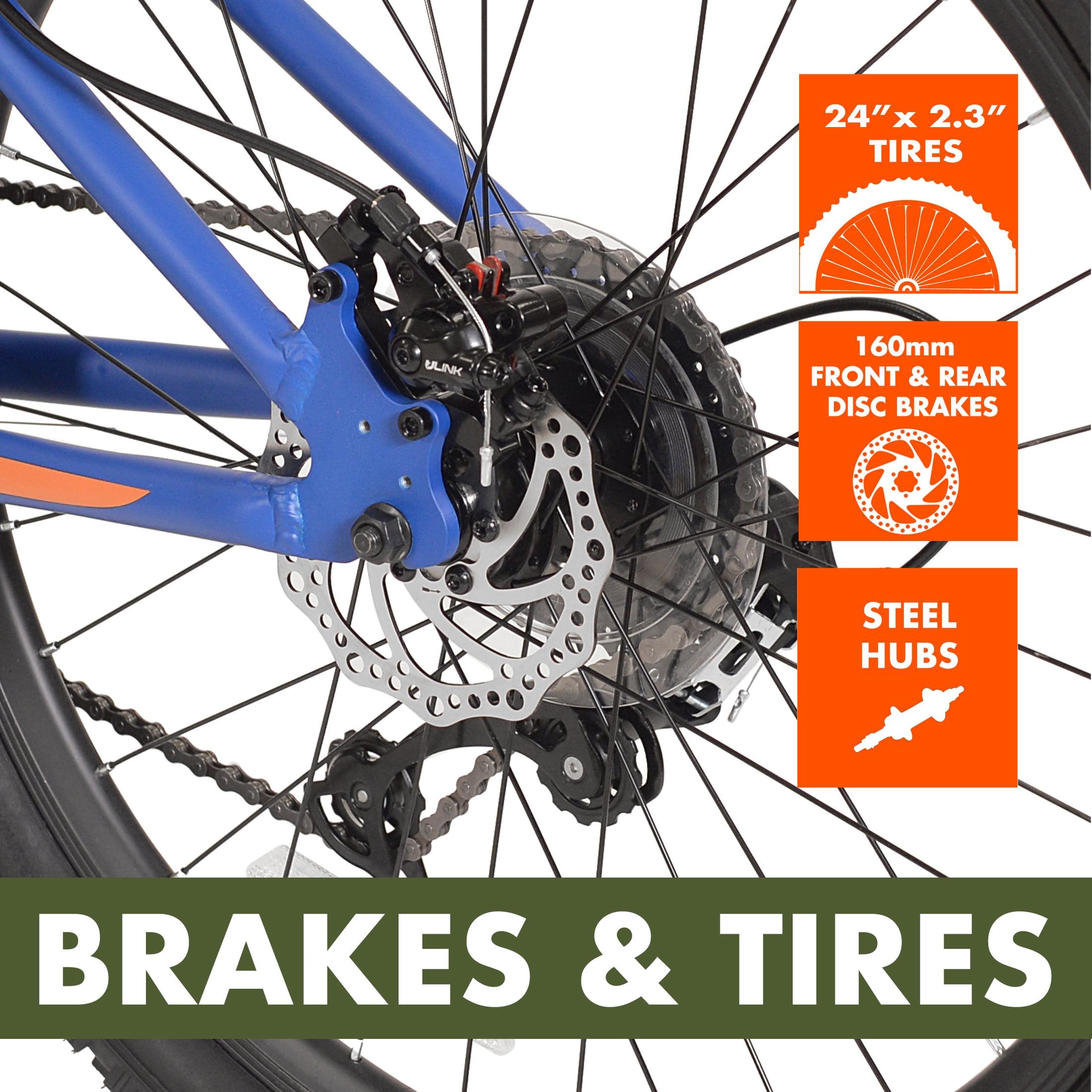 Ozark Trail 24 in M.1 Mountain Bicycle, 8 Speed, Lightweight Aluminum Frame, Front Suspension (Blue, 24 in) 6cyzi