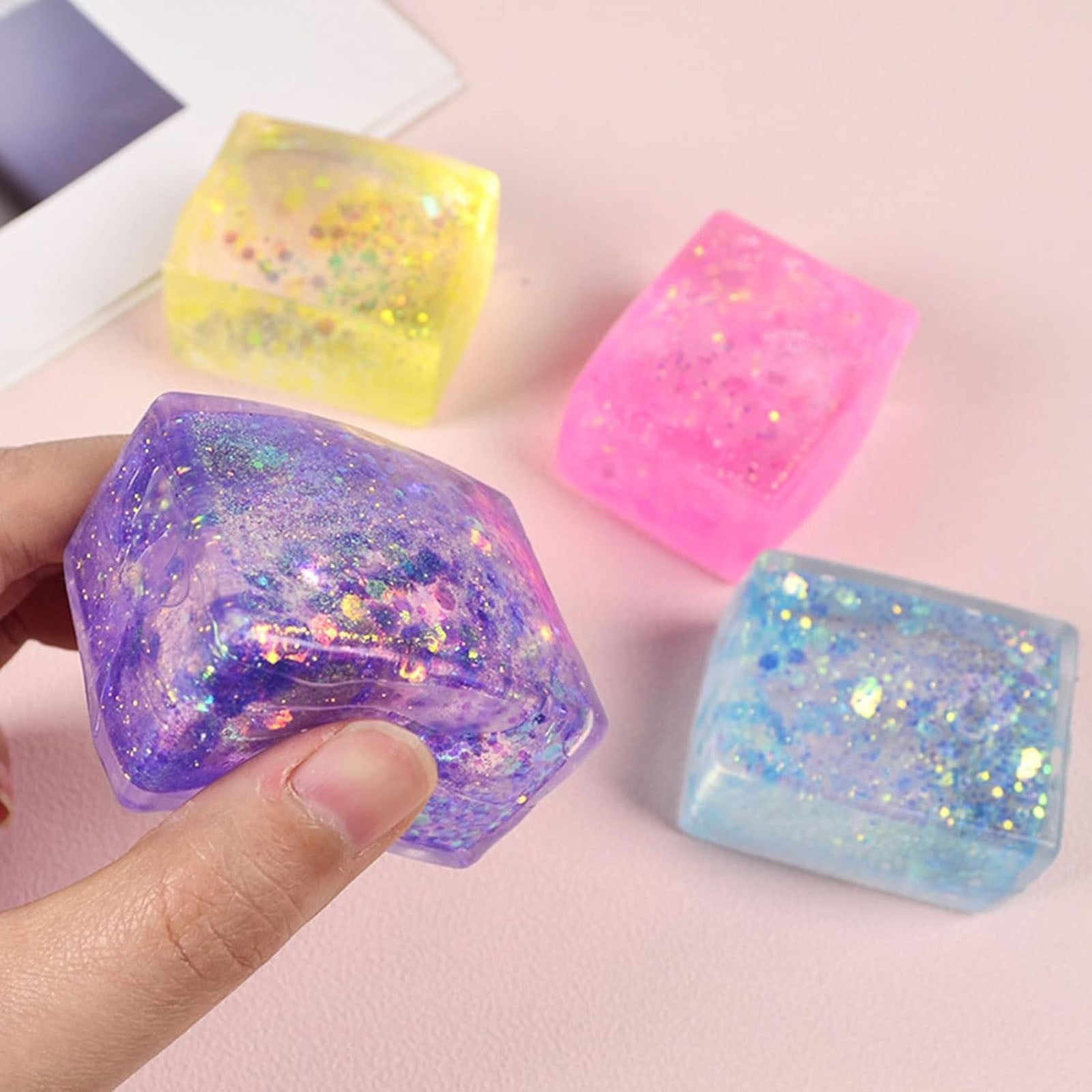Ikohbadg Ice Cube Sensory Squeeze Toy for Stress Relief and Hand Exercise (Random Color, 1 Pack) z236r