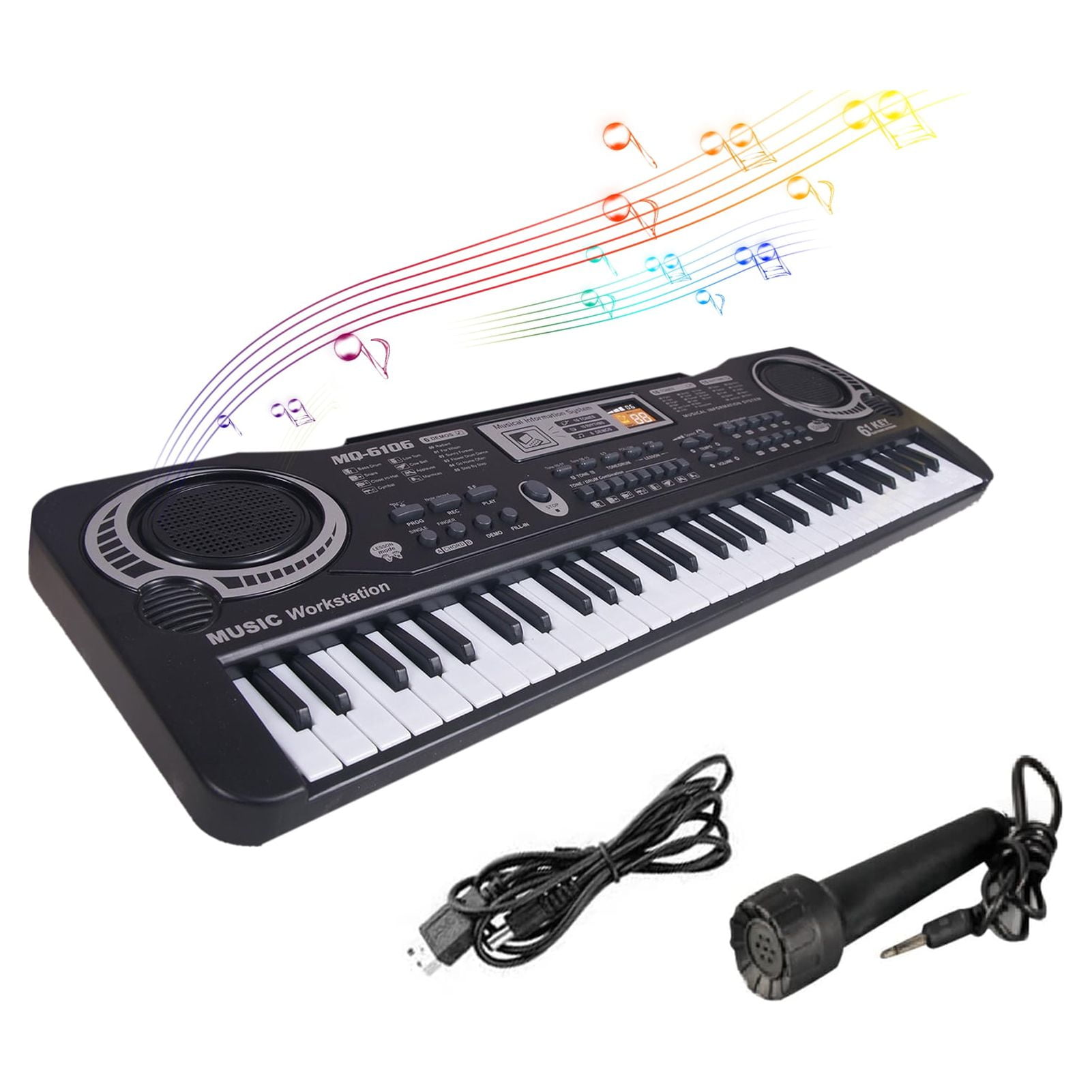 Anself 61-Key Electronic Keyboard Piano with Microphone for Kids (Black, 21.2 in x 6.7 in x 2.16 in) n5zvj