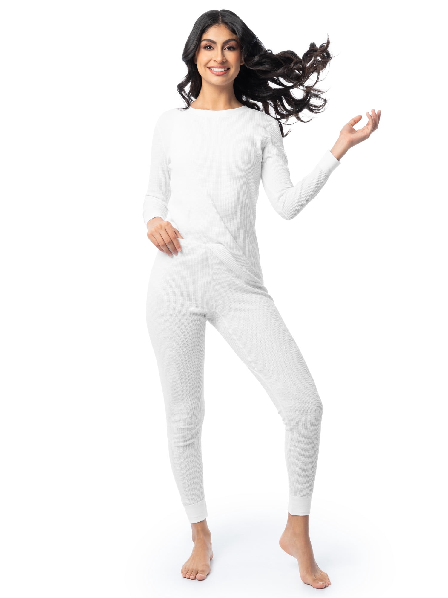 Fruit of the Loom Women's Recycled Waffle Thermal Bottoms (White, 2-Pack) lw1o3