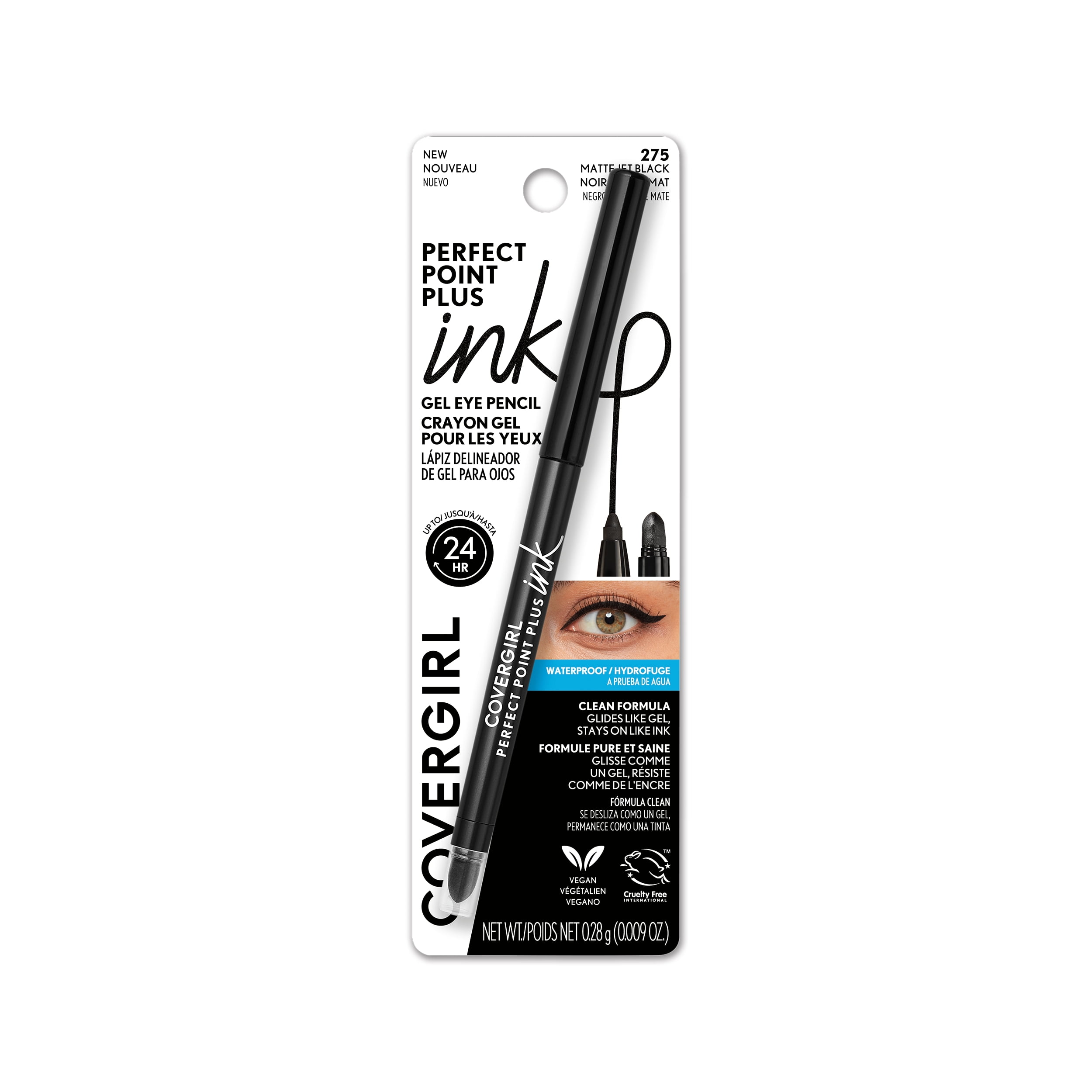 COVERGIRL Perfect Point Plus Ink Eyeliner, Waterproof Gel Formula, Long-lasting Precision Tip (Matte Jet Black, 0.01 oz) 0zh2p