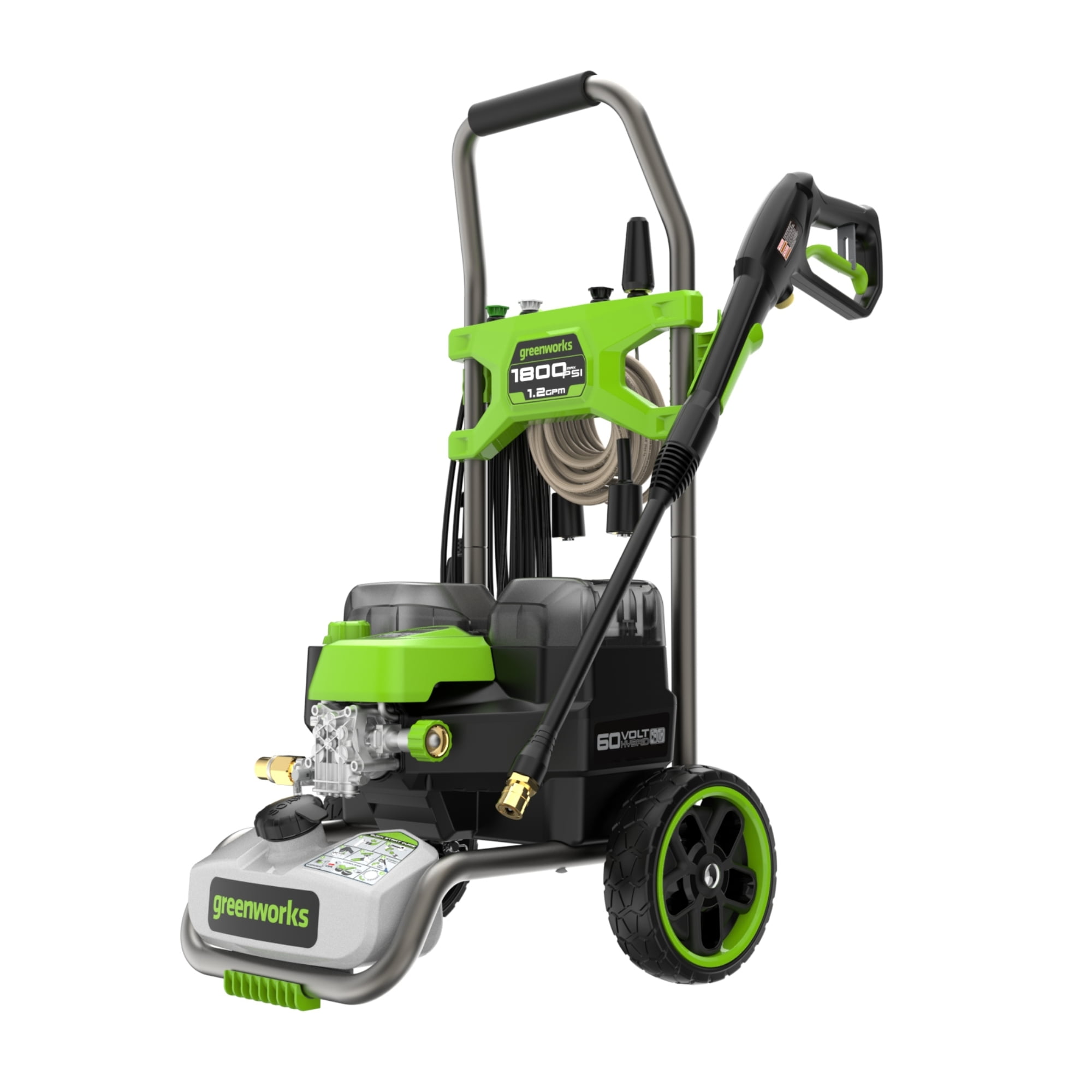 Greenworks Hybrid 60V Electric Cold Water Pressure Washer (1800 PSI, 1.2 GPM, 25 ft Hose) 1u5o1