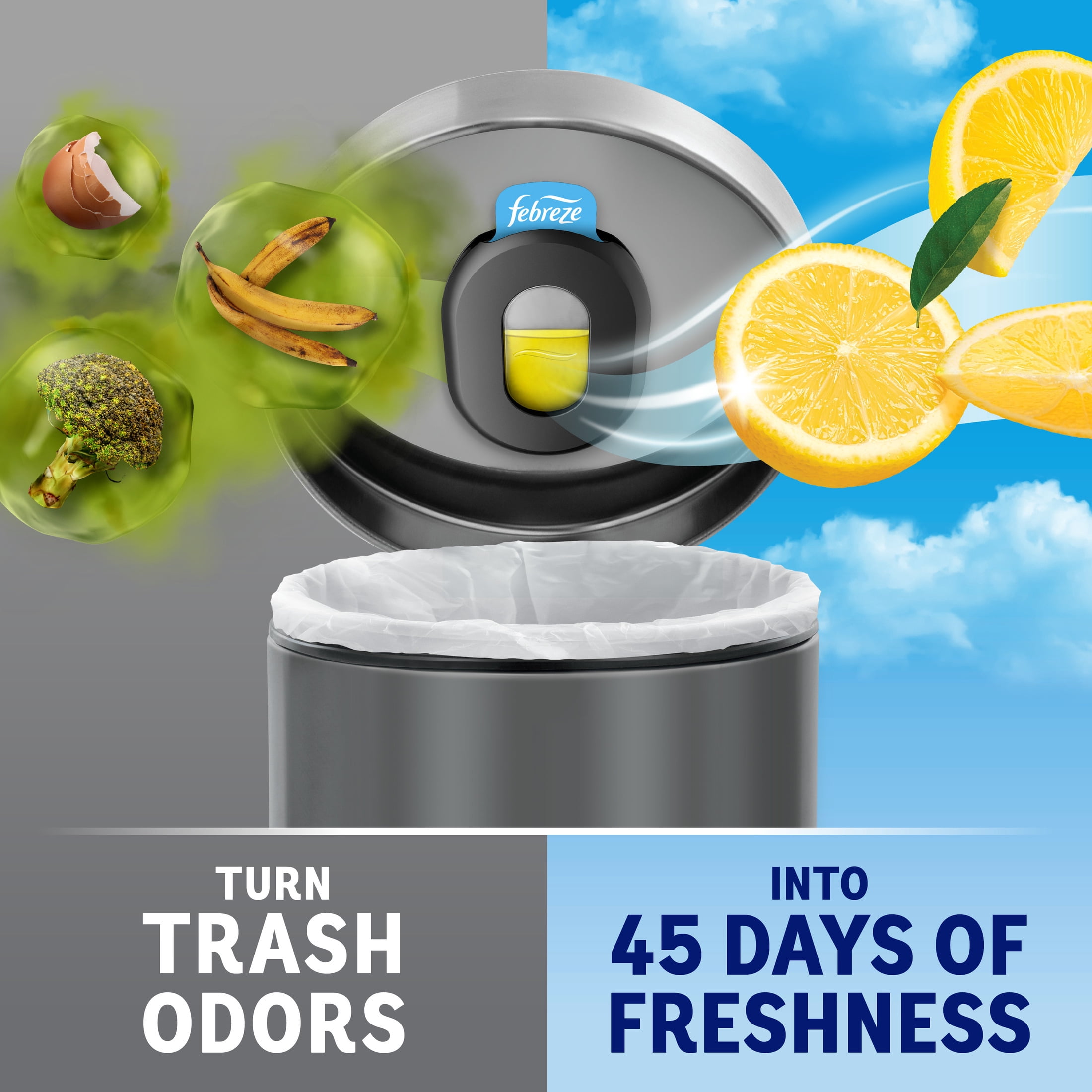 Febreze Trash Odor Fighter Kitchen Deodorizer (Twilight Lavender, 1 Holder and 1 Refill) s8qhk