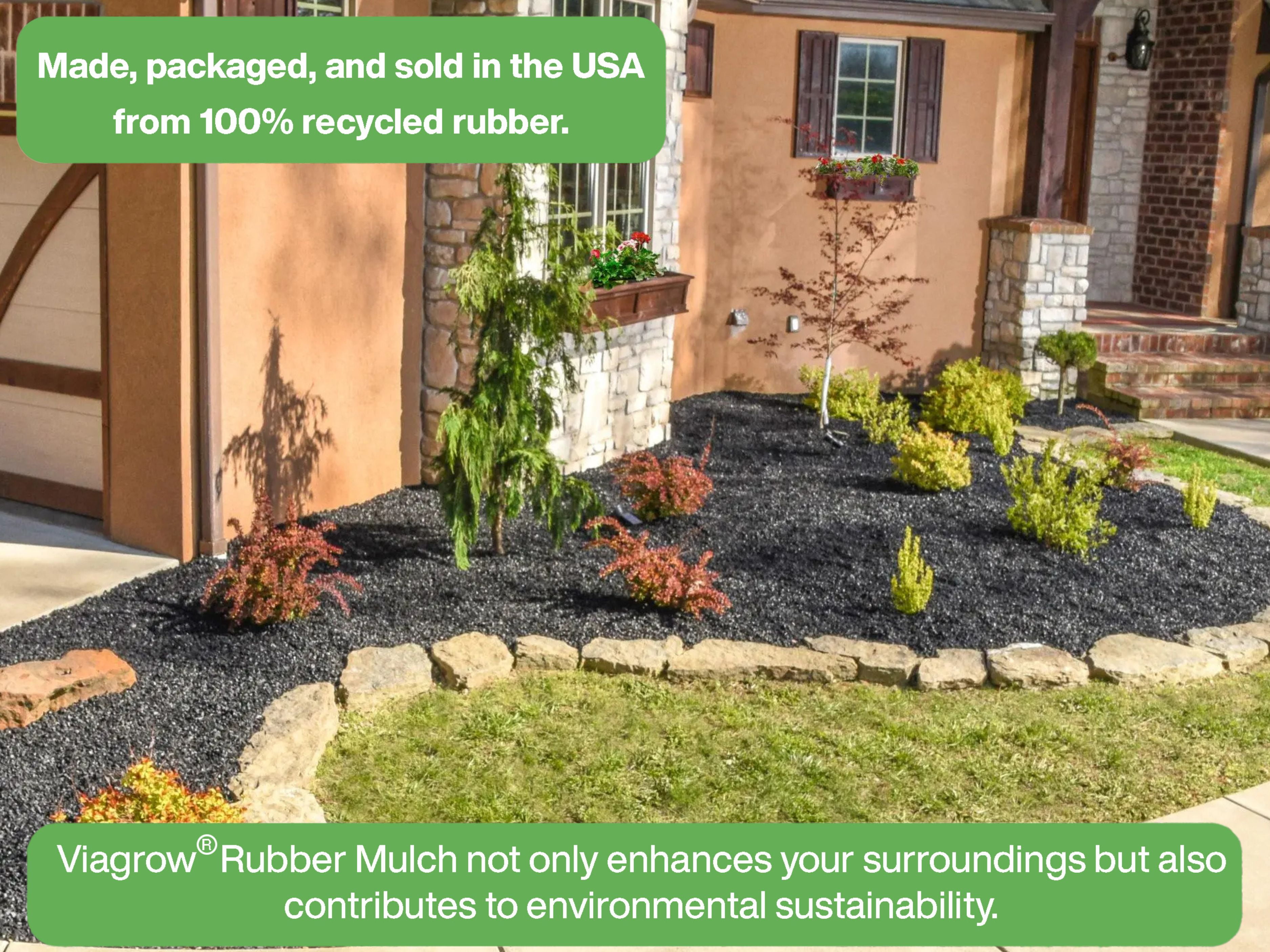 Viagrow Rubber Playground and Landscape Mulch, Durable Recycled Rubber for Gardens and Play Areas (Silver, 1.5 cu ft) vx3il
