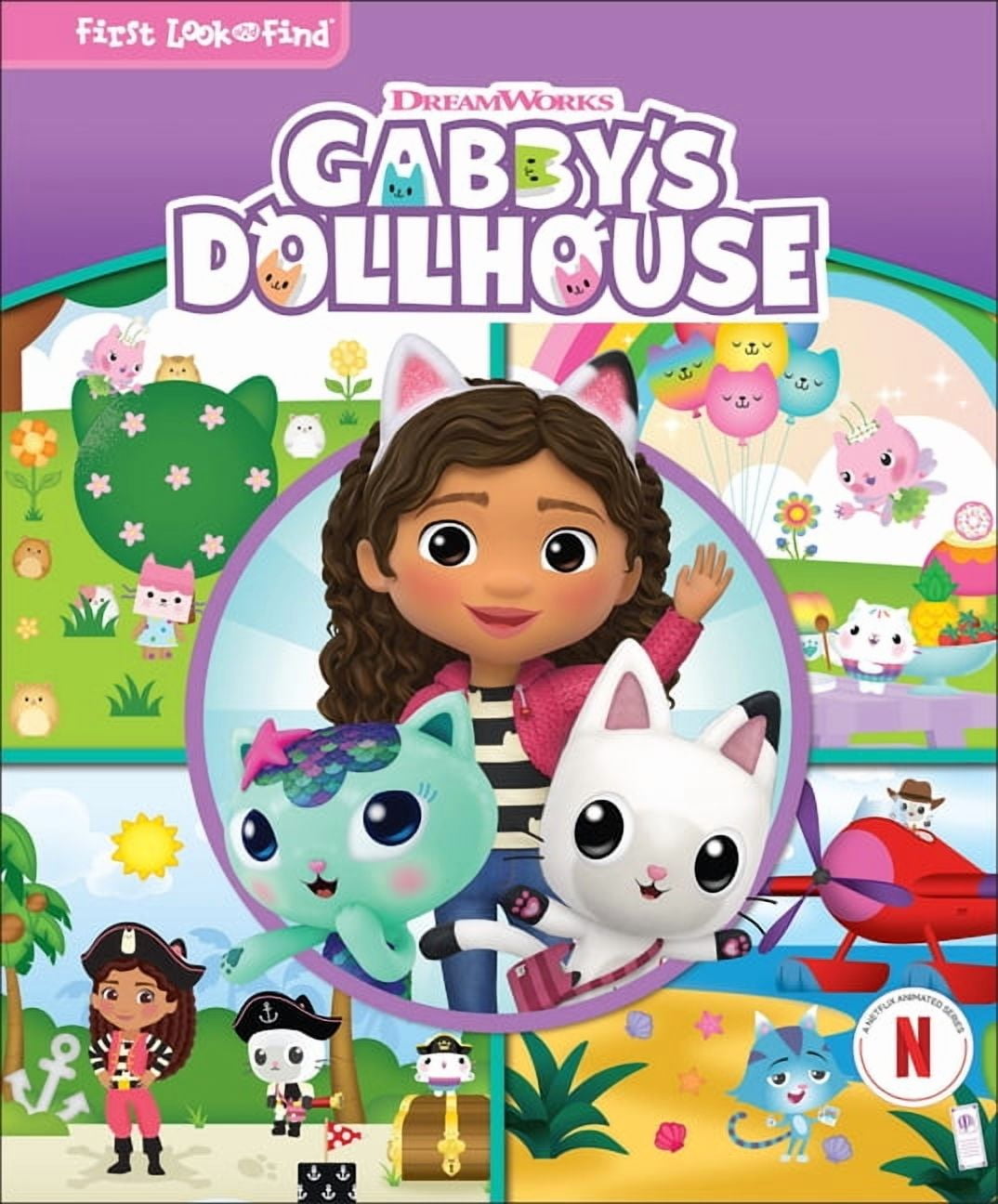 PI Kids DreamWorks Gabby's Dollhouse First Look and Find Activity Book (Hardcover, 18 Pages) 5chf9