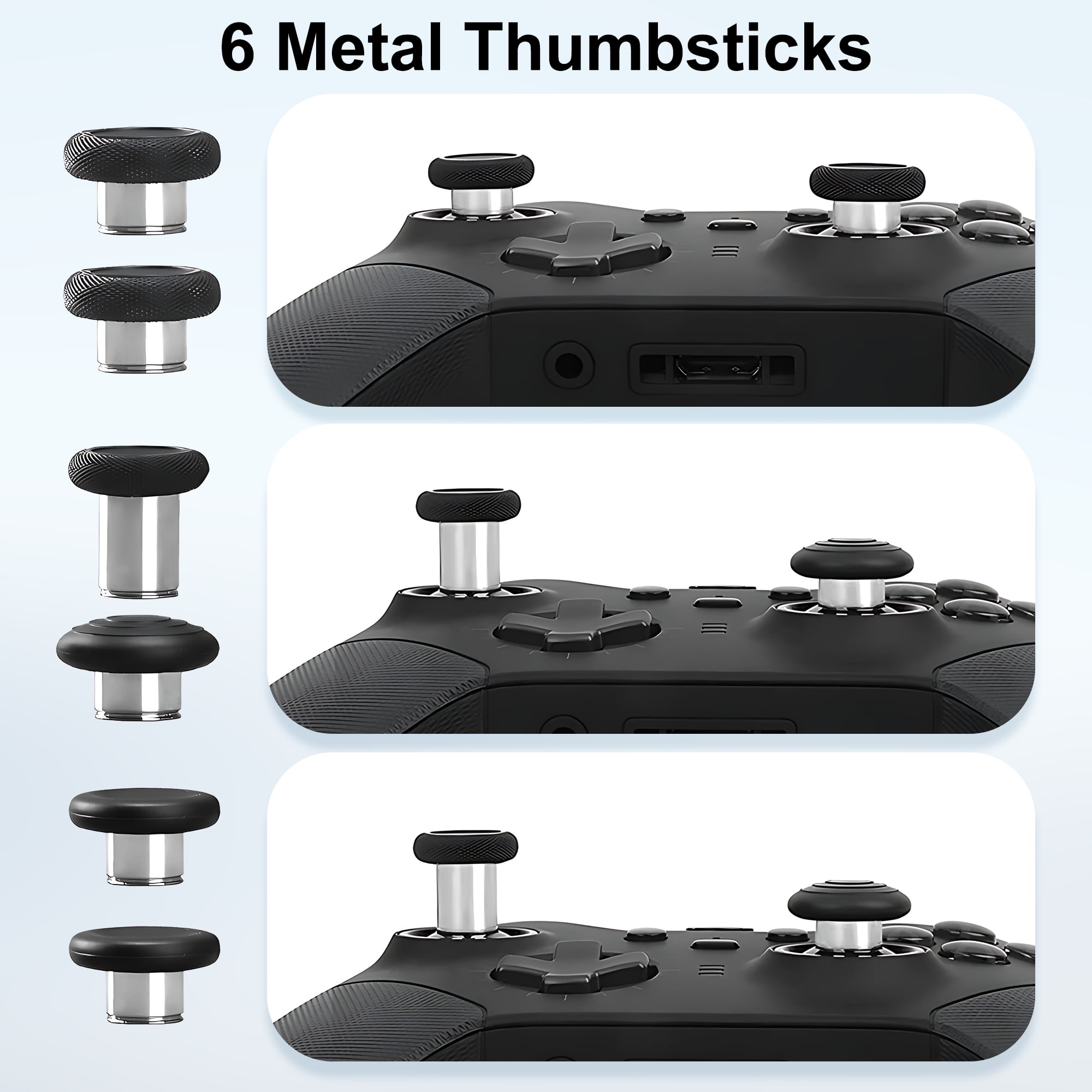 Pecham 17-in-1 Controller Replacement Parts Kit for Xbox Elite Series 2 (Black, 17-Piece Set) xv7z4