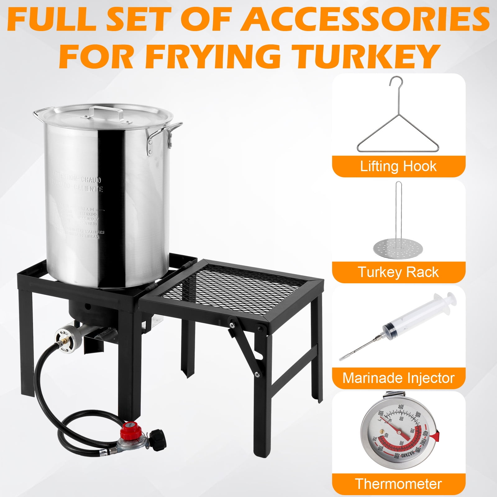 Zimtown Outdoor Turkey Fryer and Boiling Pot Set with Folding Side Table and Thermometer (30 qt, 10 qt) reftl