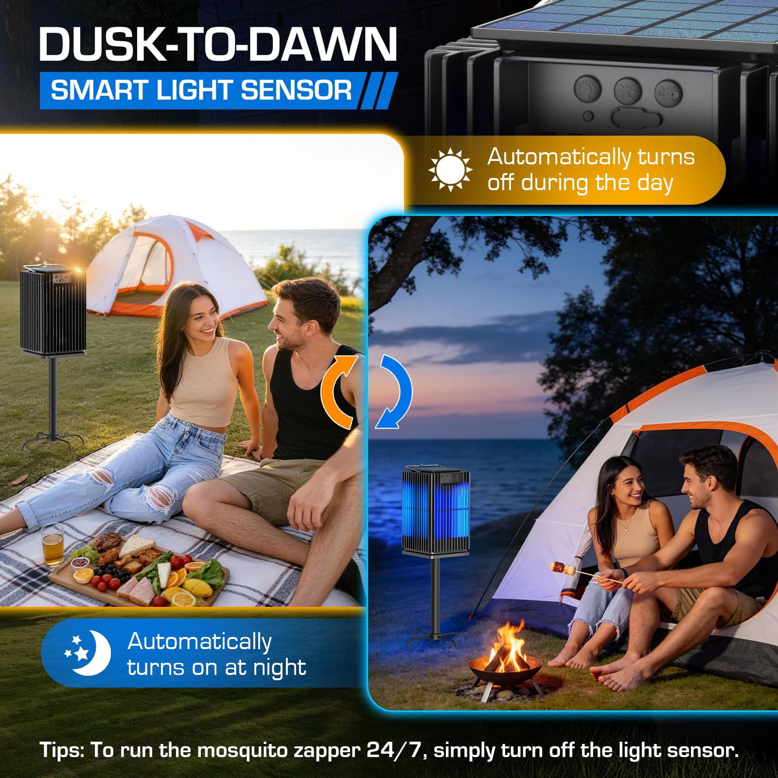 Aenkyo Solar Bug Zapper Outdoor Electric Mosquito Killer Lamp (Black, 2100 sq ft) 2n1y2