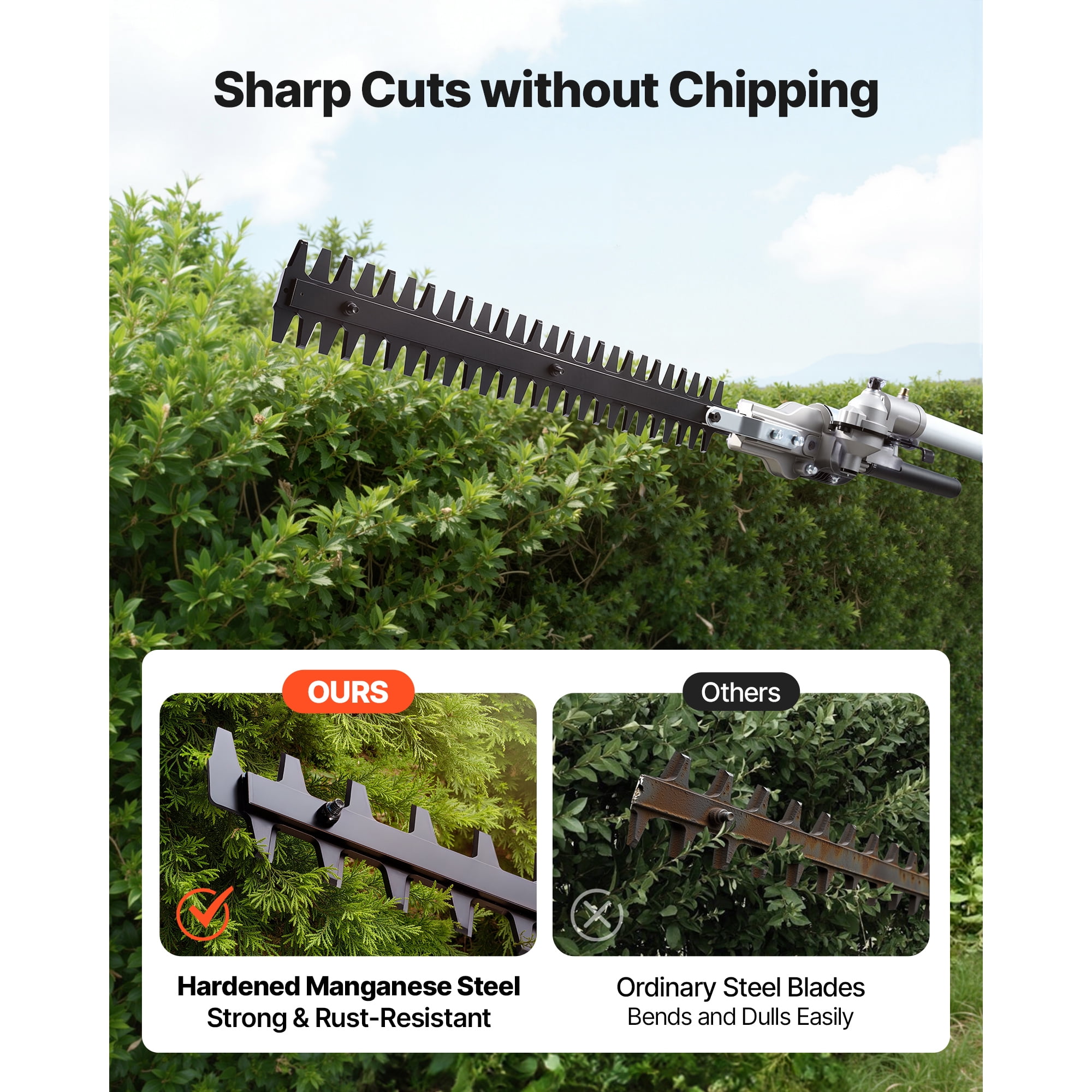KFFKFF 6-in-1 Gas-Powered Multi-Functional Garden Tool Set, Hedge Trimmer with Extension Pole (1 Kit) j42sh
