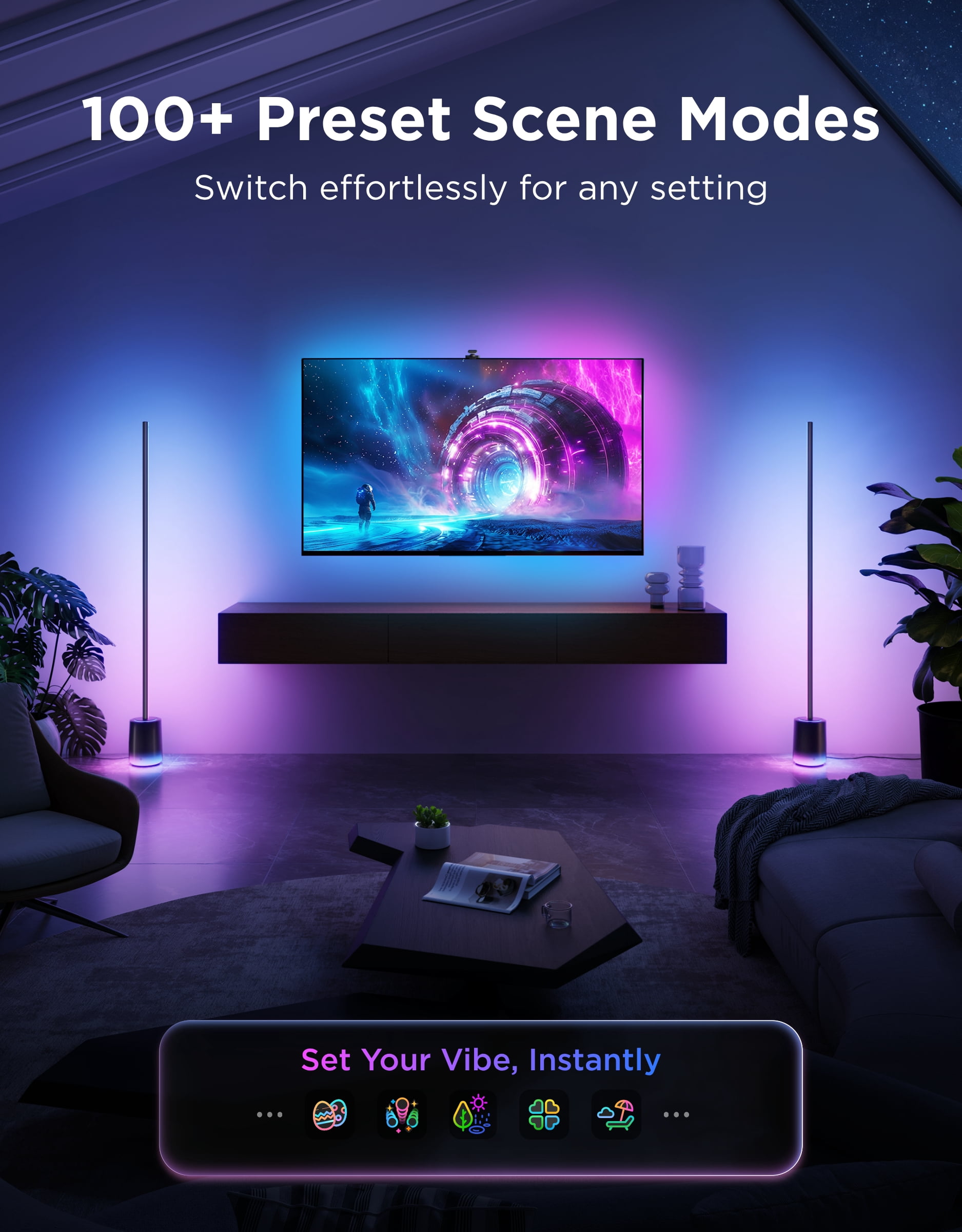 Govee Floor Lamp 3 Smart LED Standing Lamp with LuminBlend+ Technology (RGBIC, 2100lm, 1000K-10000K) 4frsc