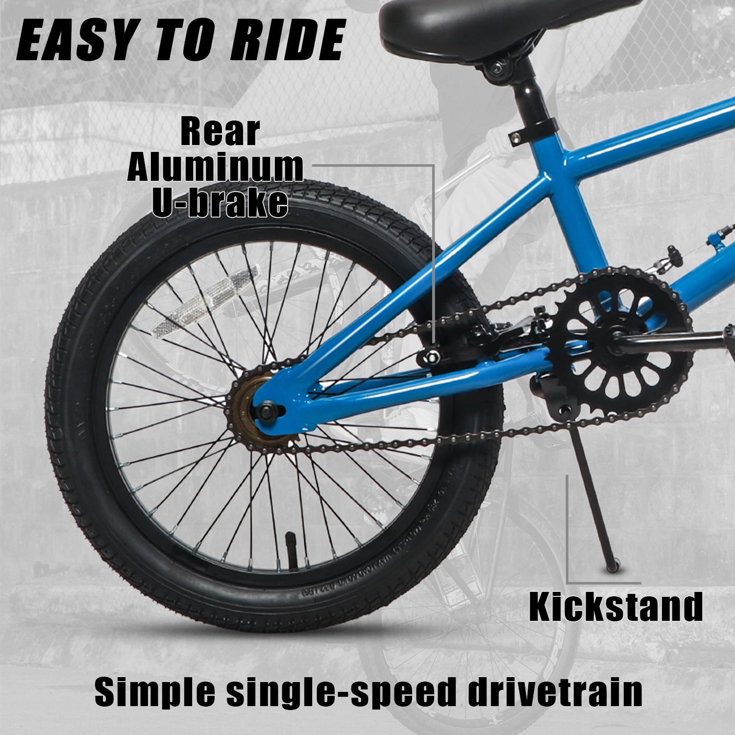 Cubsala 18 in Freestyle BMX Kids Bike for Boys and Girls (Blue, 18 in) f2stk