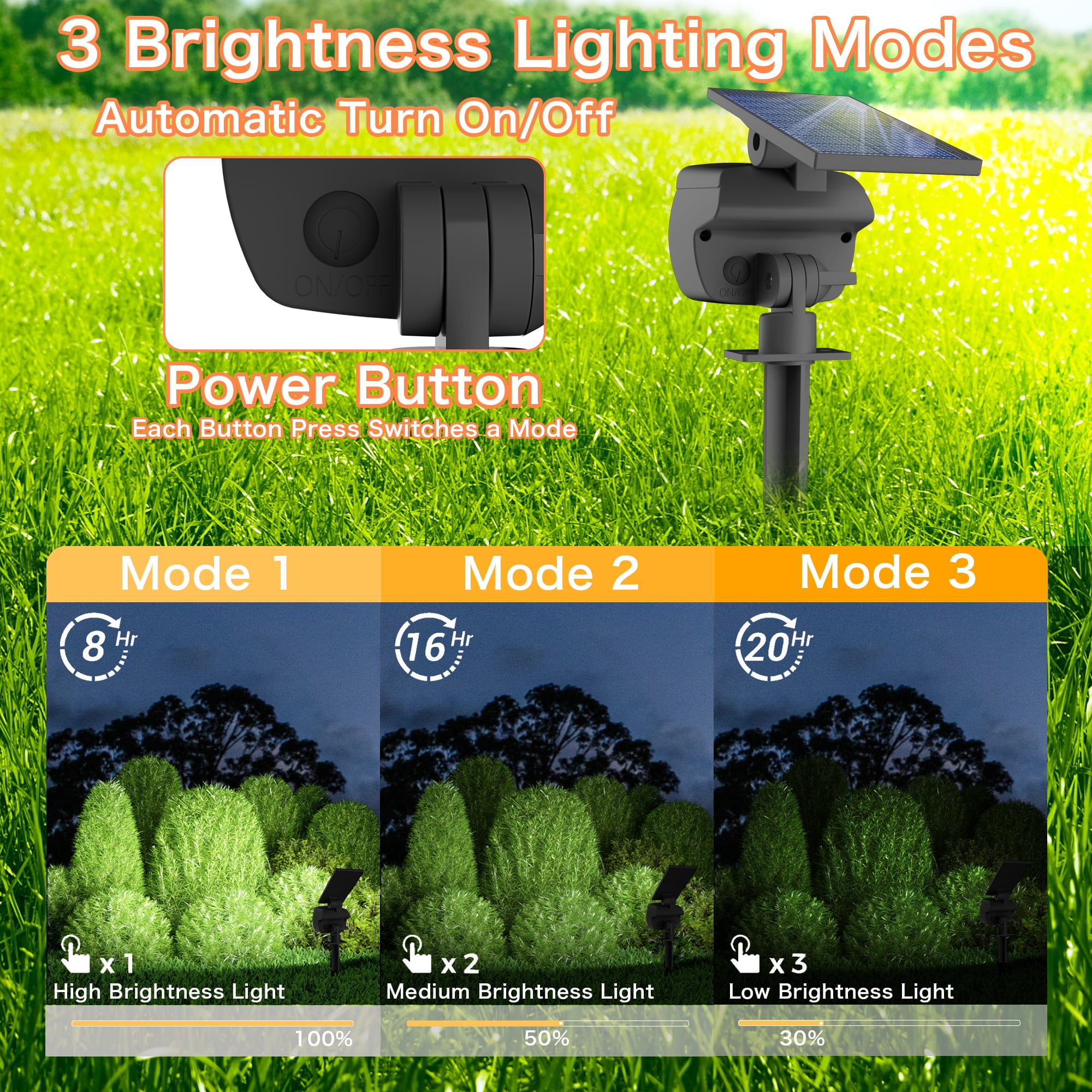 CHARKEE Solar Spot Lights Outdoor Waterproof LED Landscape Lighting (White, 4 Pack) ixmot