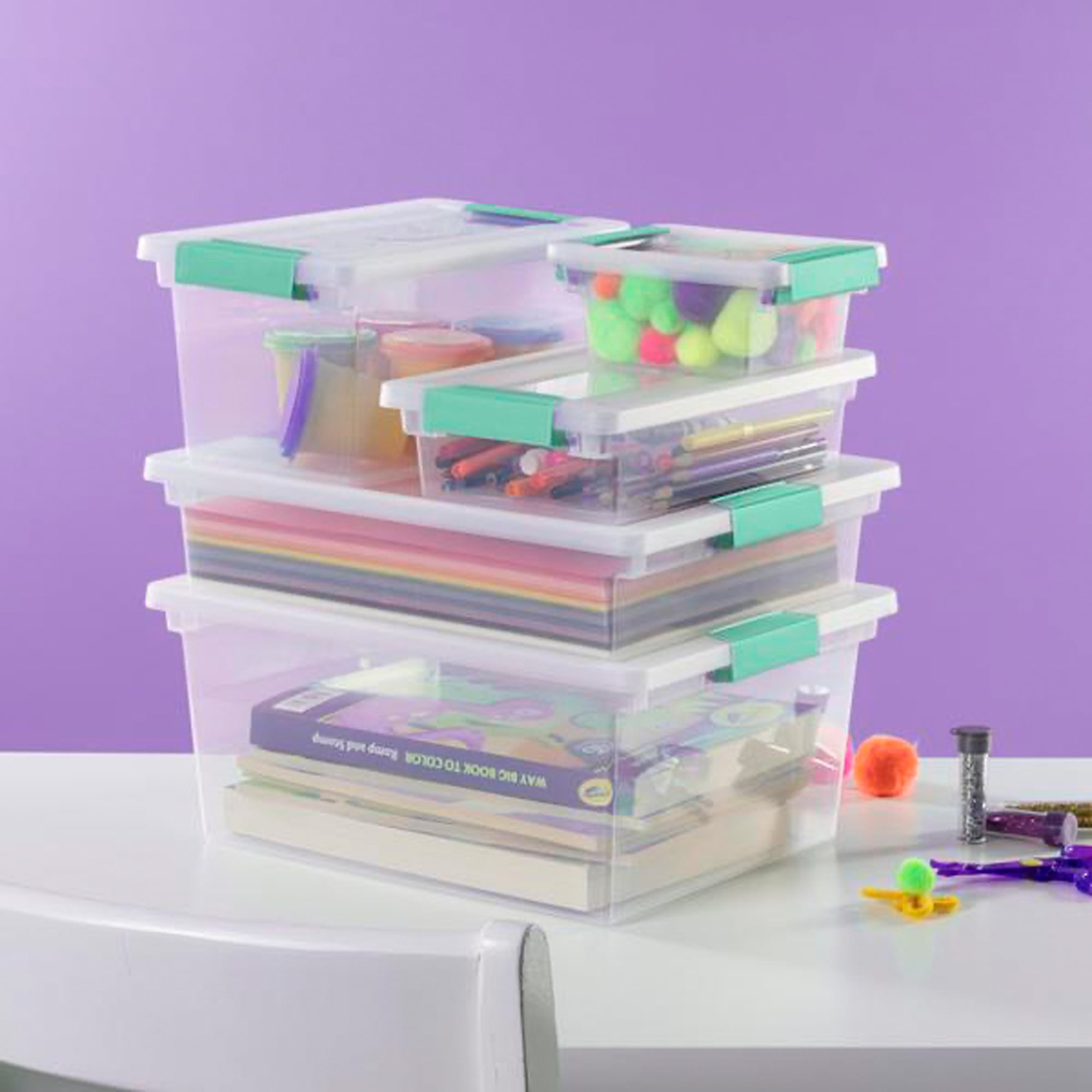 Sterilite Clip Storage Box Organizer Set (Clear, 10 Pack) 7wpr7