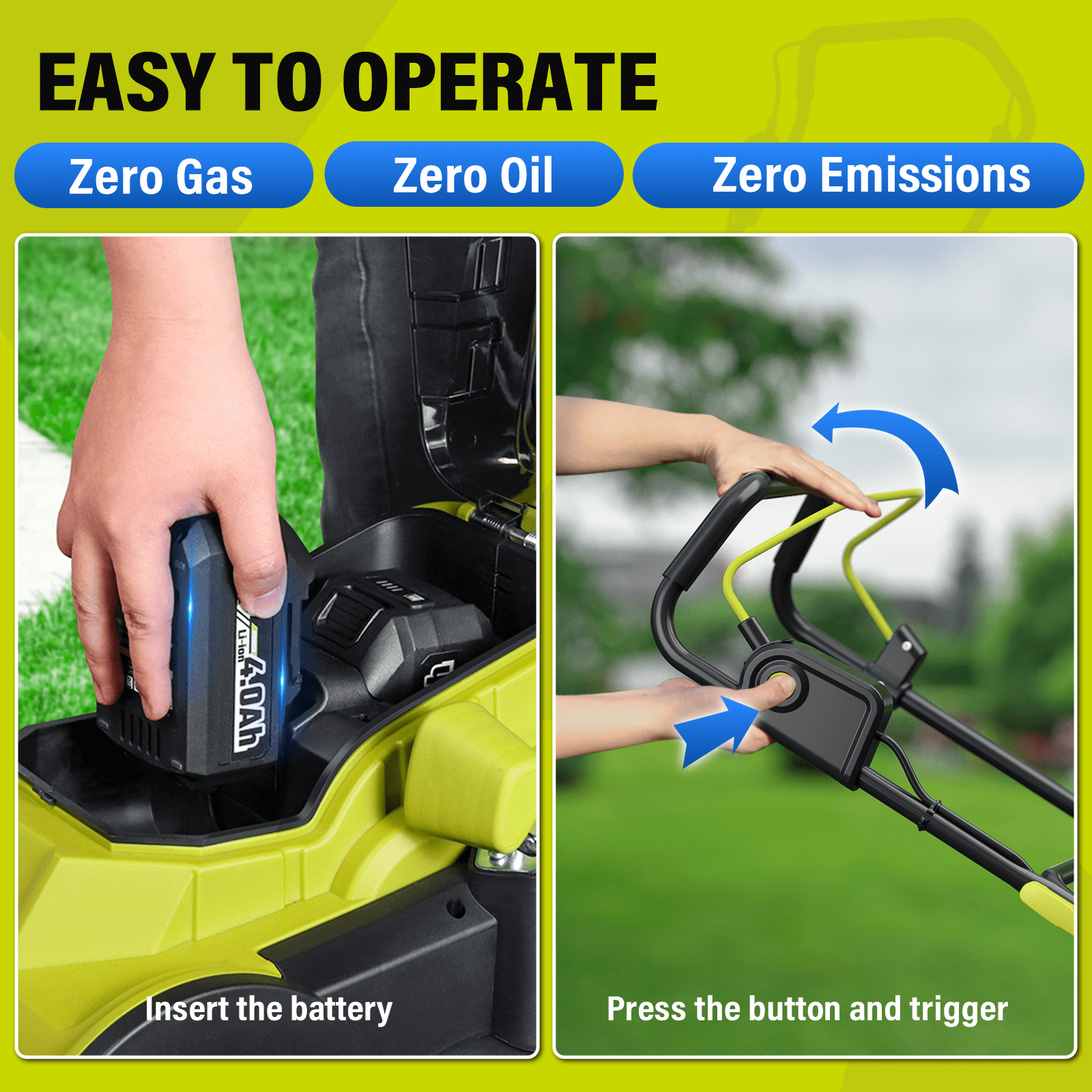 Greenworks 40V 16-inch Cordless Push Lawn Mower, Battery Powered Electric Mower with Dual 4.0Ah Batteries and Charger (Green, 16 in) bv9qi