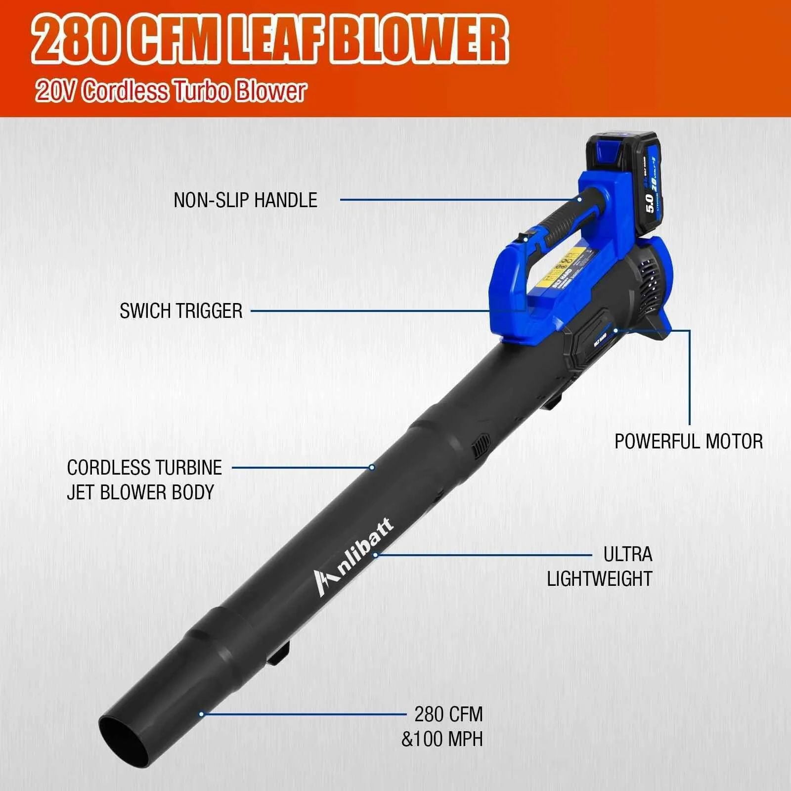 ANLIBATT 40V Cordless Lawn Mower Combo Set with Trimmer and Blower (Blue, 17 in) 61bbc