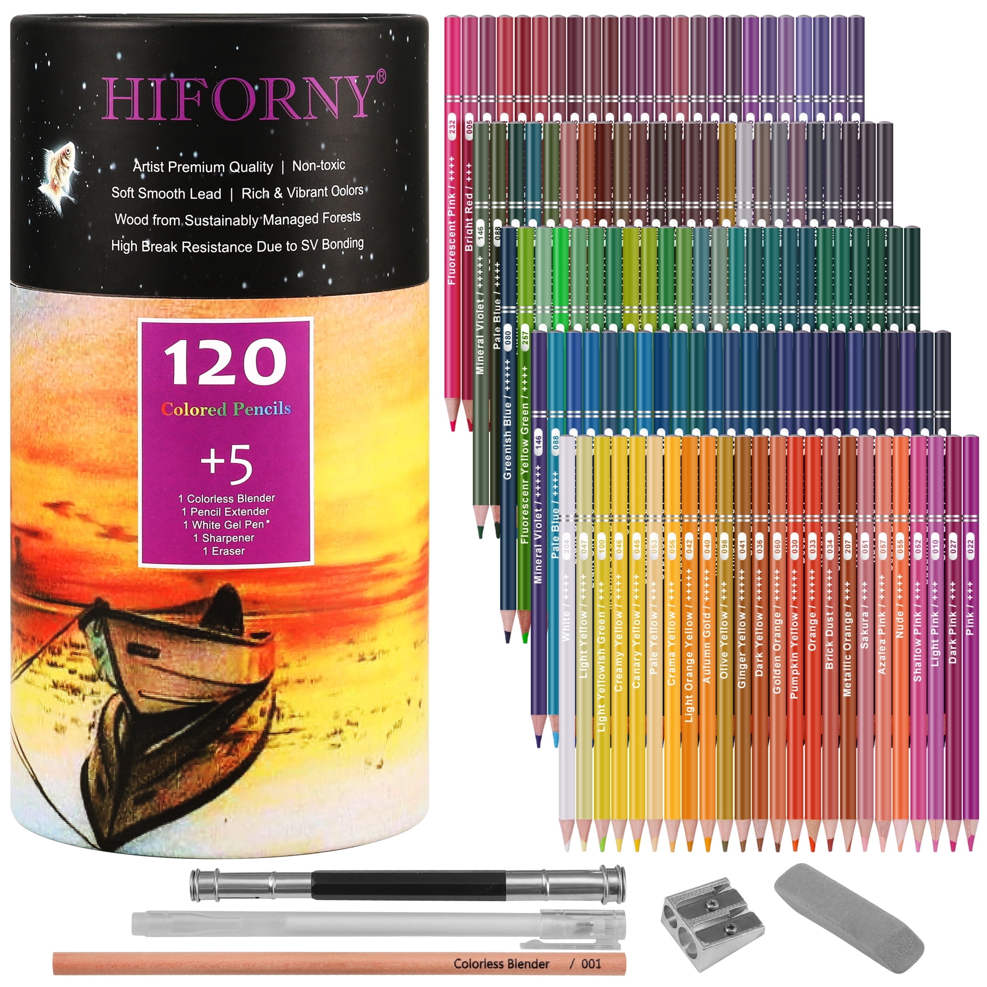 HIFORNY 120-Piece Soft Core Colored Pencil Art Set for Drawing, Sketching & Adult Coloring (120 Count) wsim5