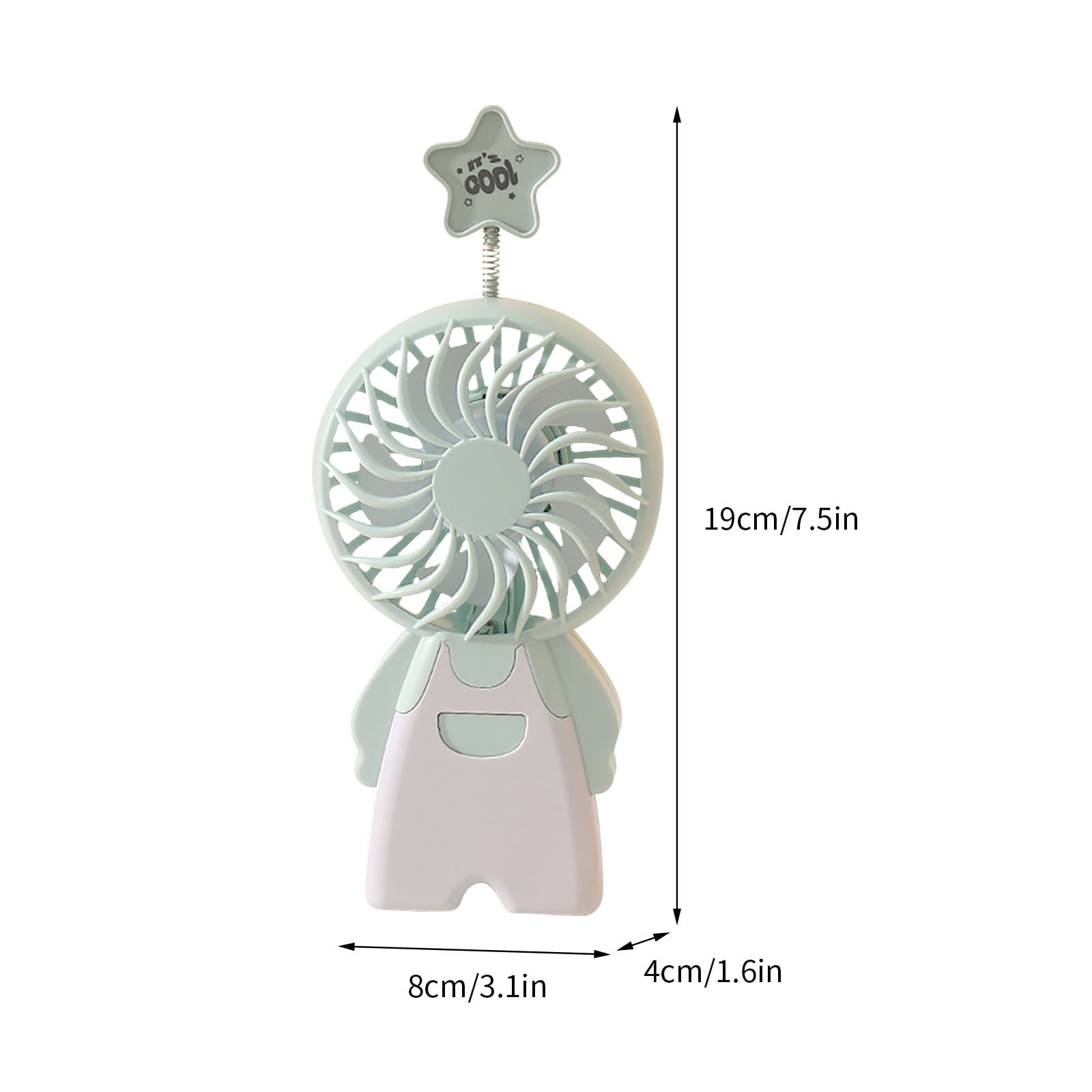 Midsumdr Portable Handheld Fan Rechargeable USB Personal Cooling Fan with Colorful LED Light (Blue, 6 in) zydde
