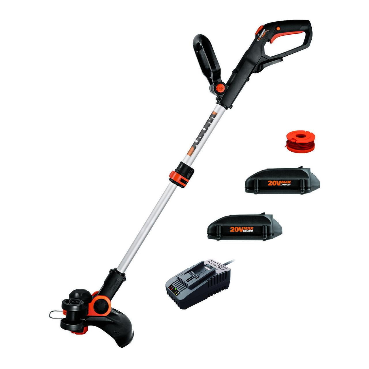 Worx WG163.10 20V PowerShare Cordless Grass and Weed String Trimmer and Edger (12 in, 2-Battery Kit) l9sjb