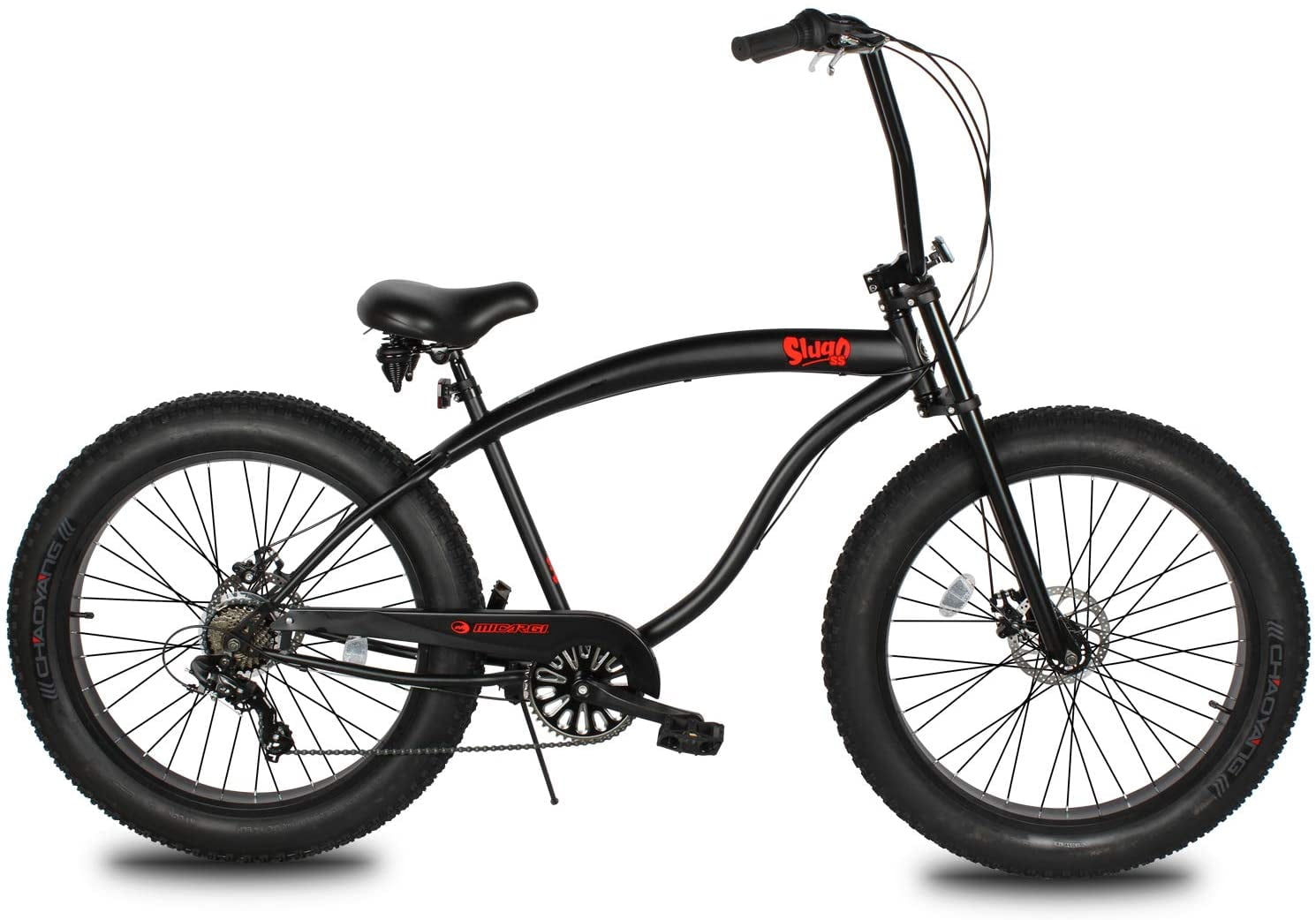 Micargi Slugo SS 7-Speed Fat Tire Cruiser Bike (Matte Black, 26 in) jnlrt