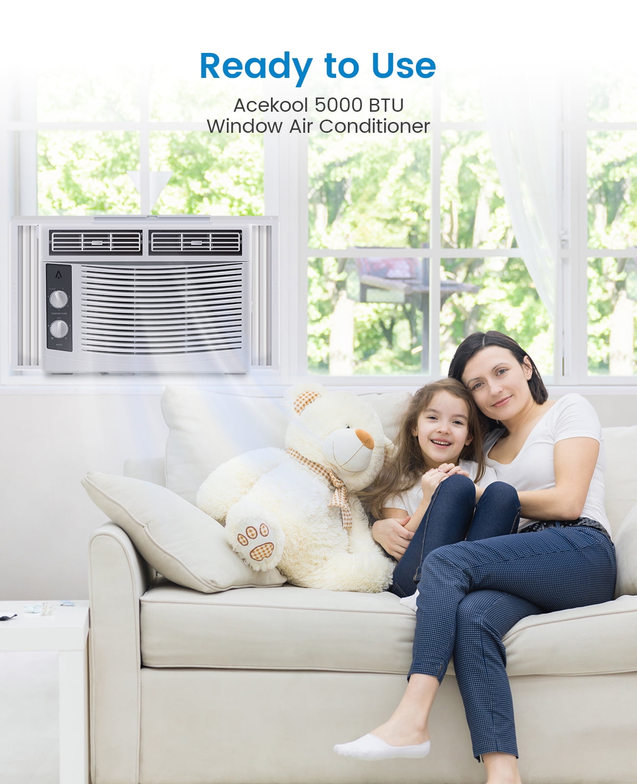 MERXENG 5000 BTU Window Air Conditioner Quiet Cooling Unit with Remote Control (White, 150 sq.ft) ke9ey