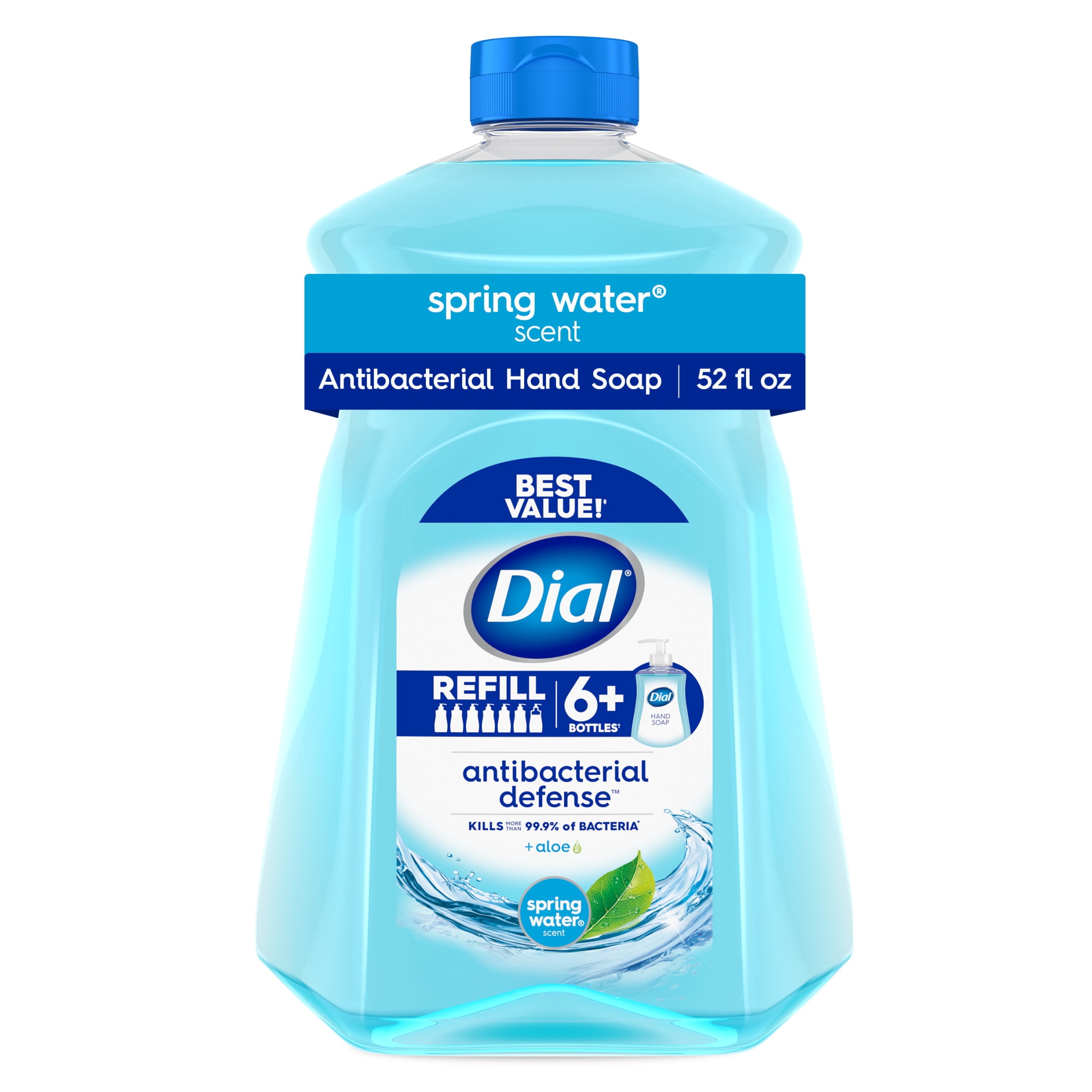 Dial Antibacterial Defense Liquid Hand Soap Refill, Spring Water Scent (52 fl oz) m82eq